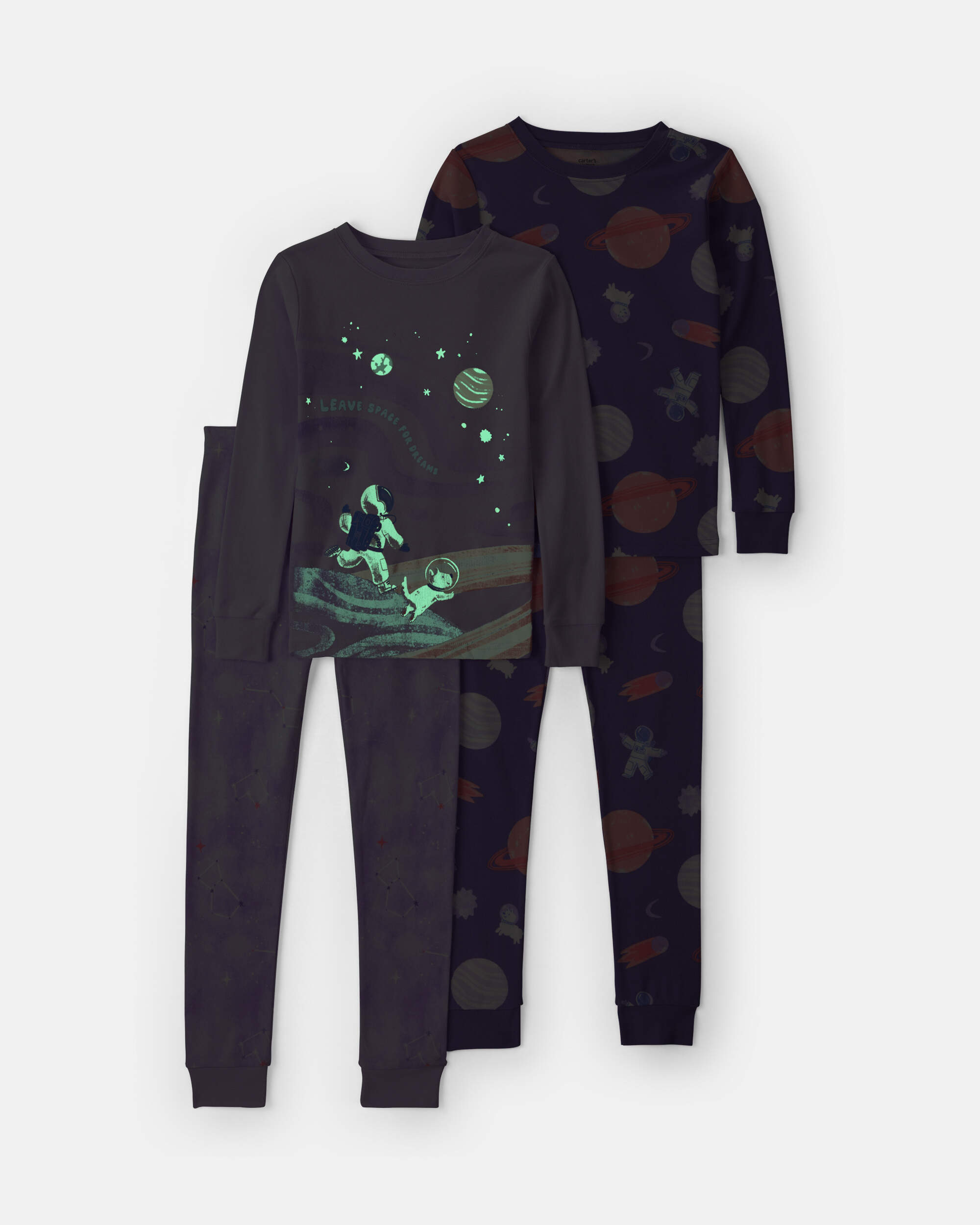 Girls 4-Piece Space Dog 100% Cotton Snug Fit Pyjama Set - Purple