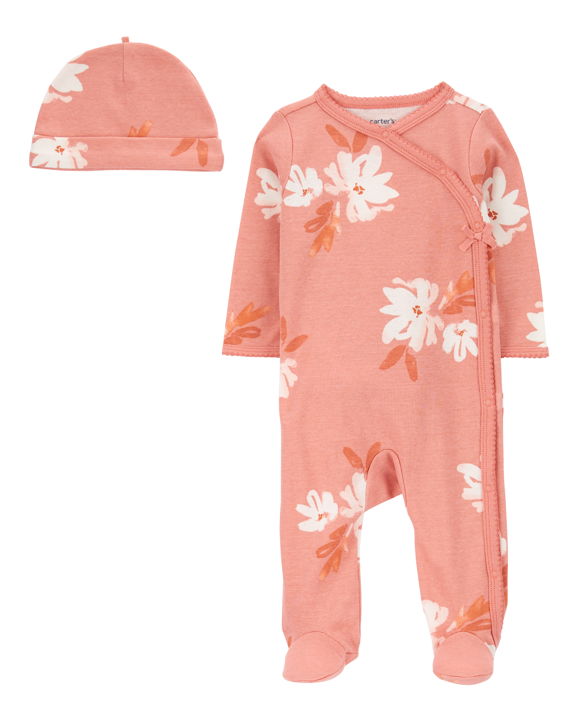 Baby 2-Piece Floral Sleeper Pyjamas and Cap Set