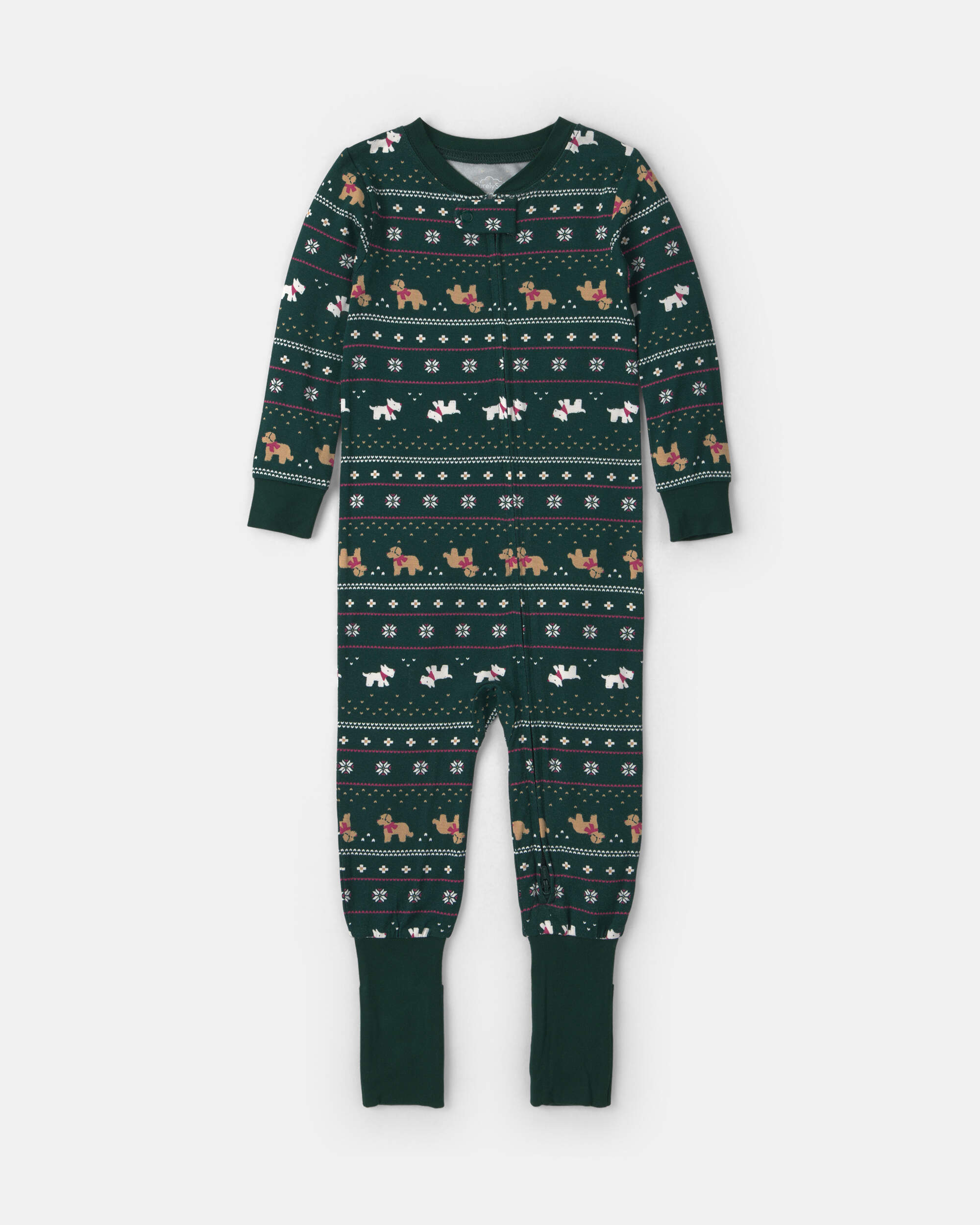 Baby 1-Piece Fair Isle Christmas PurelySoft™ Snug Fit Pyjama - Green
