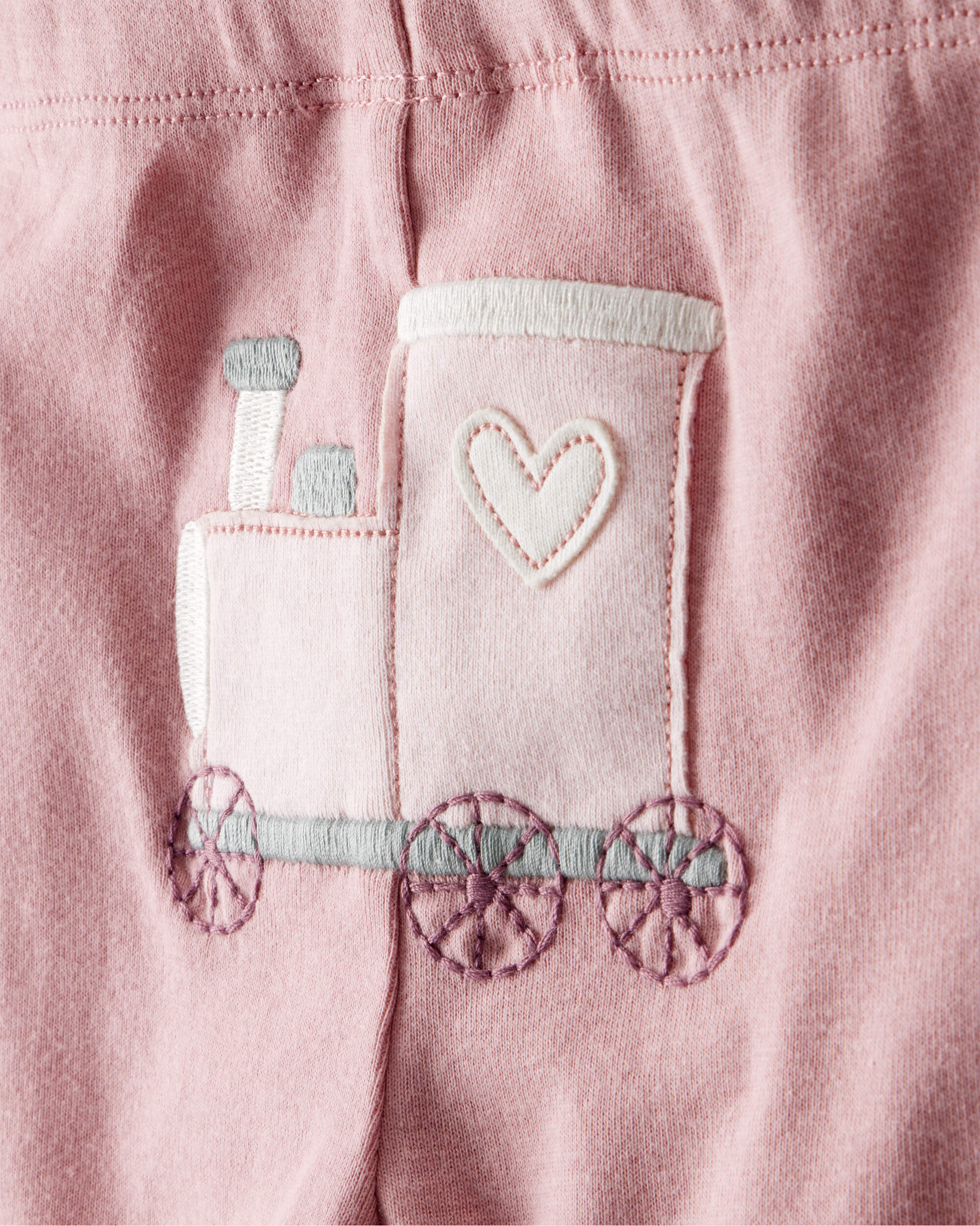 Baby Girl 3-Piece Train Print Long-Sleeve Bodysuit & Pant Set - Pink
