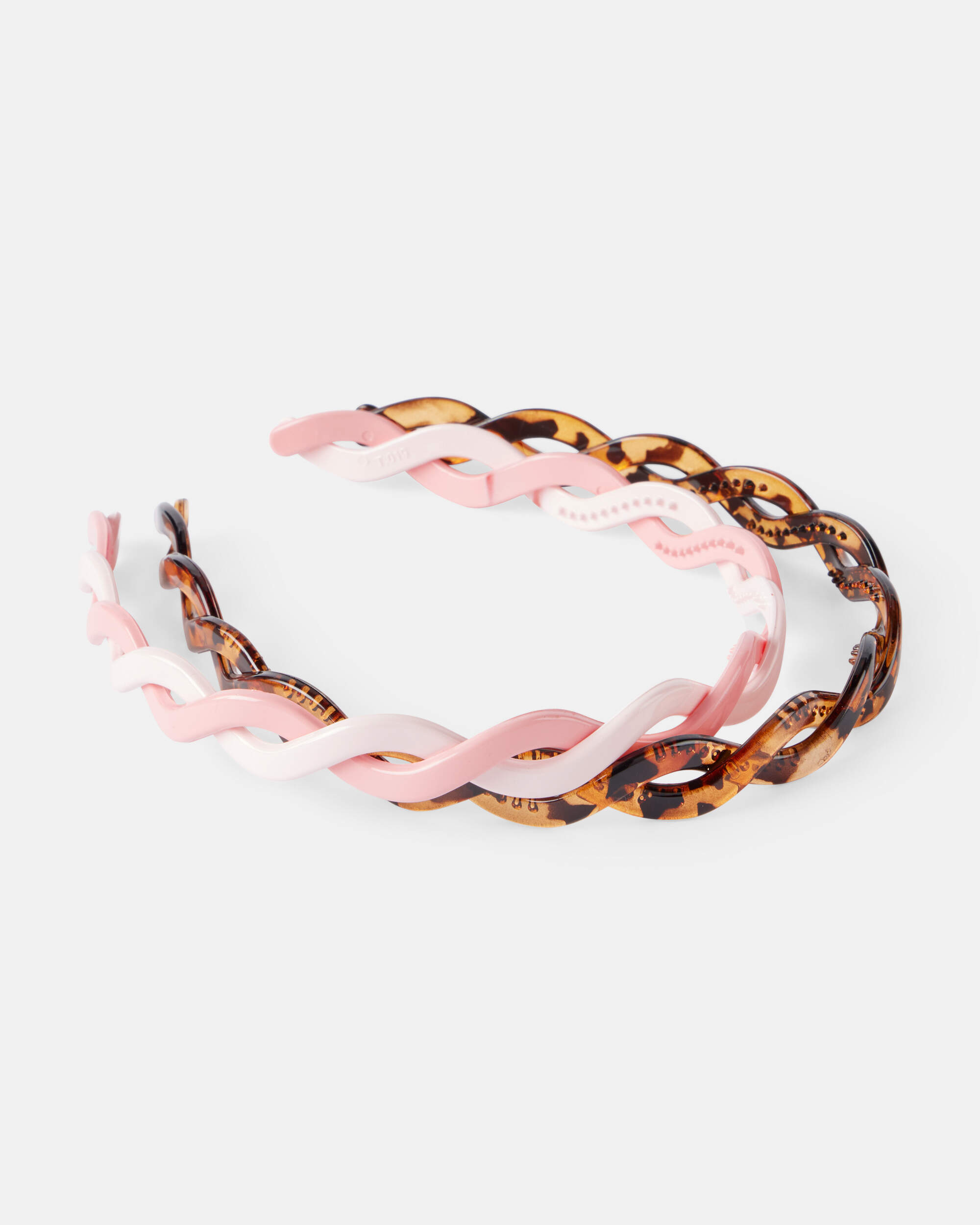 Girls 2-Pack Braided Headbands - Pink/Brown