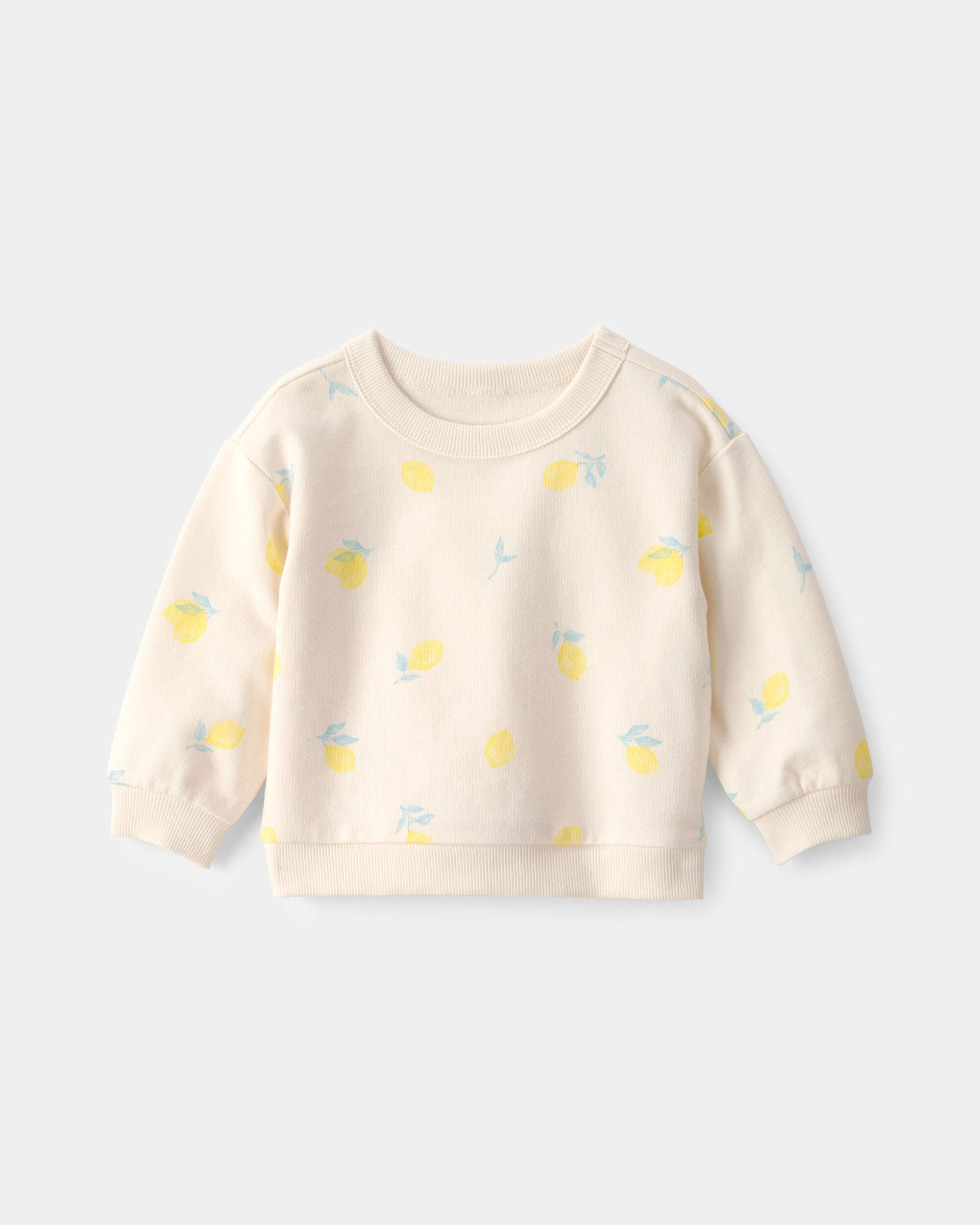 Baby Girl French Terry Pullover Sweatshirt - Lemon