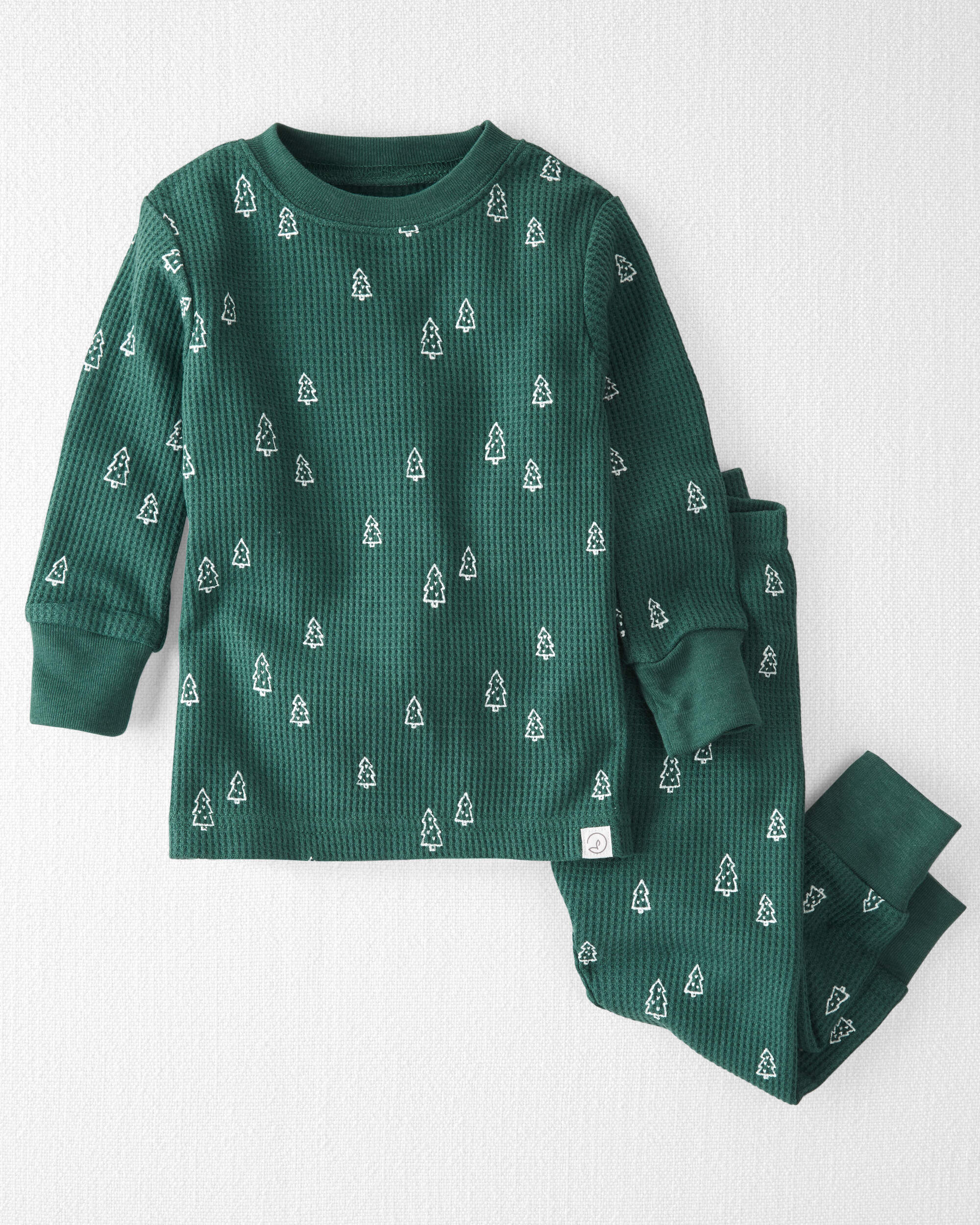 Baby Christmas Tree Print Waffle Knit Pyjamas Made with Organic Cotton