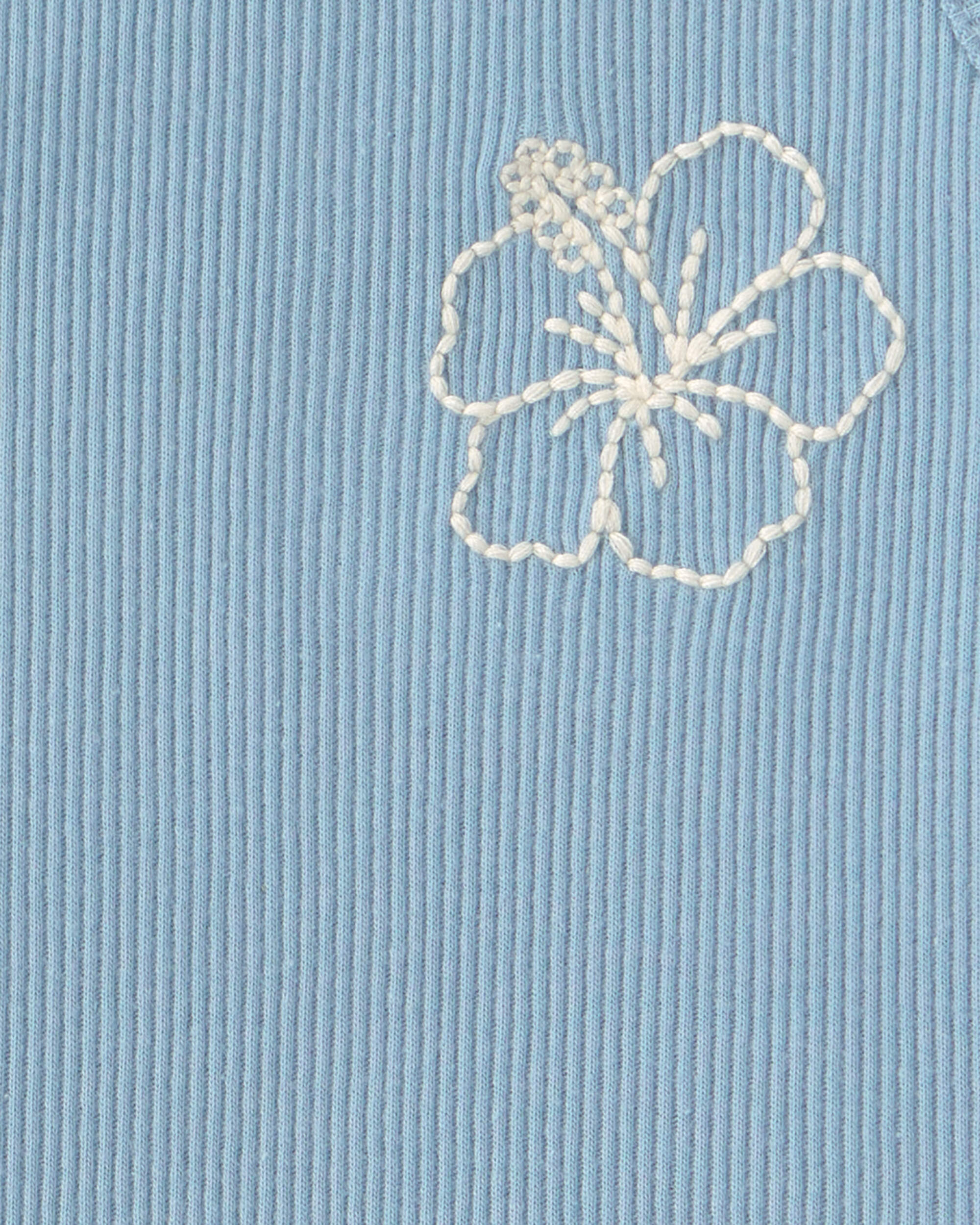 Baby Girl Flower Ribbed Tank Top - Blue