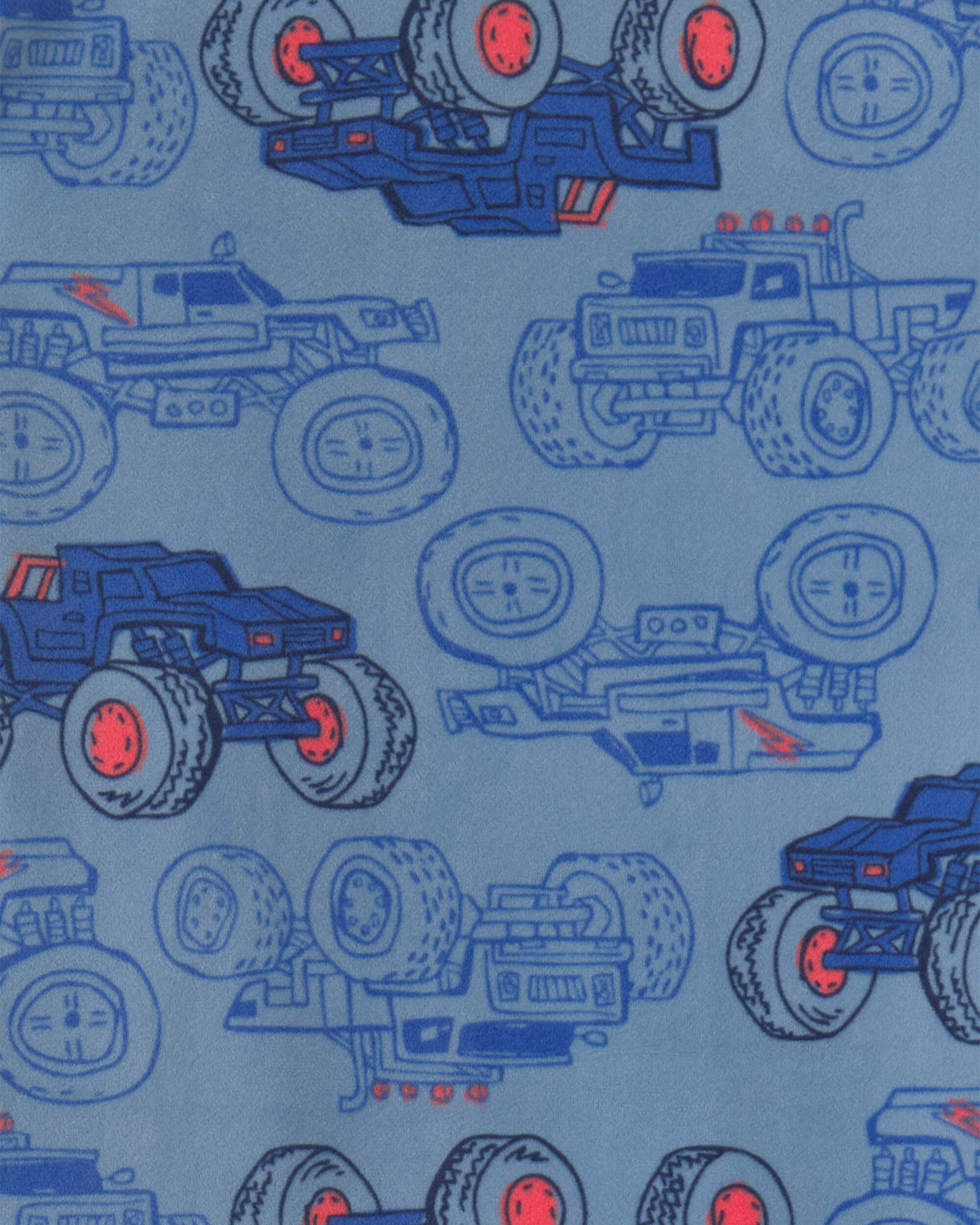 Boys 2-Piece Monster Truck Dream Plush Snug Fit Pyjama Set - Blue