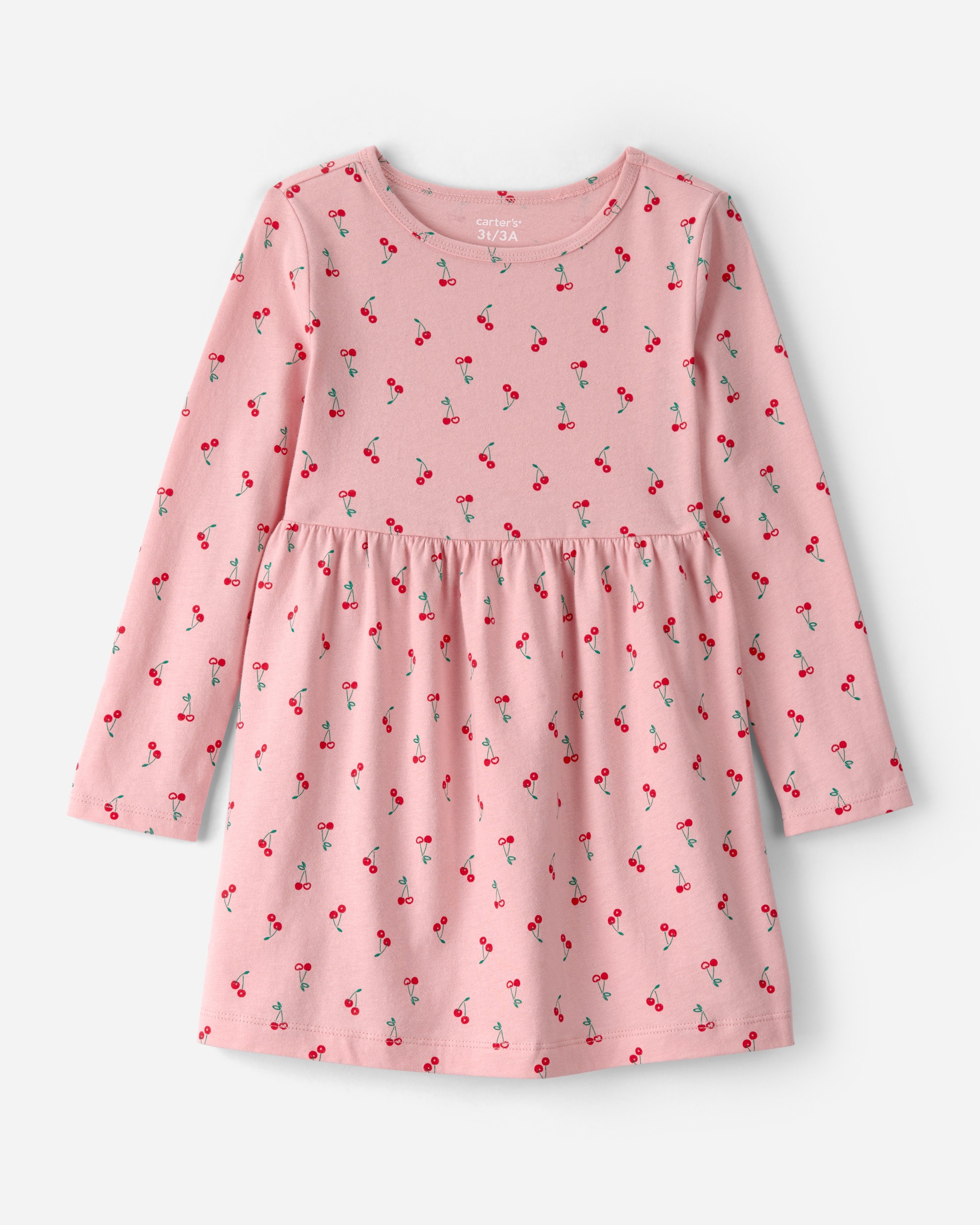 Toddler Girl Cherry Long-Sleeve Knit Dress - Pink