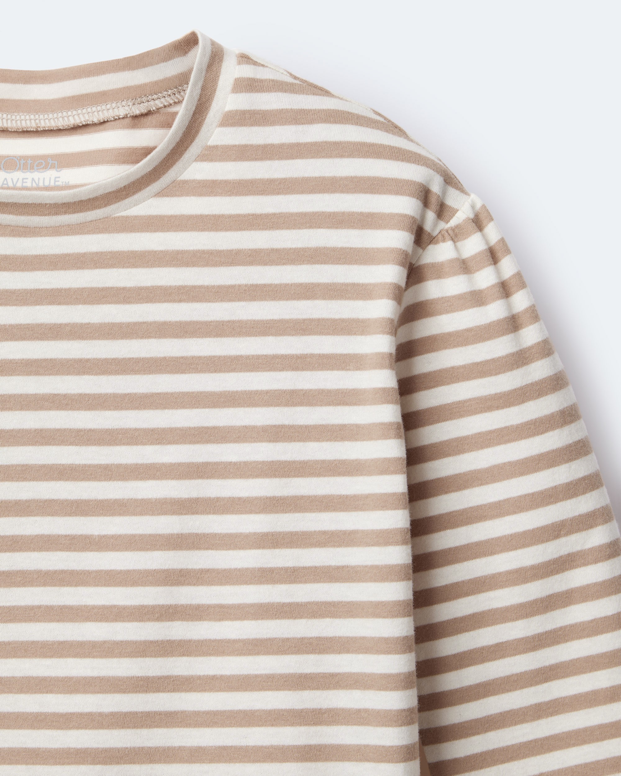 Toddler Girl Striped Long-Sleeve Relaxed Tee - Cream/Tan
