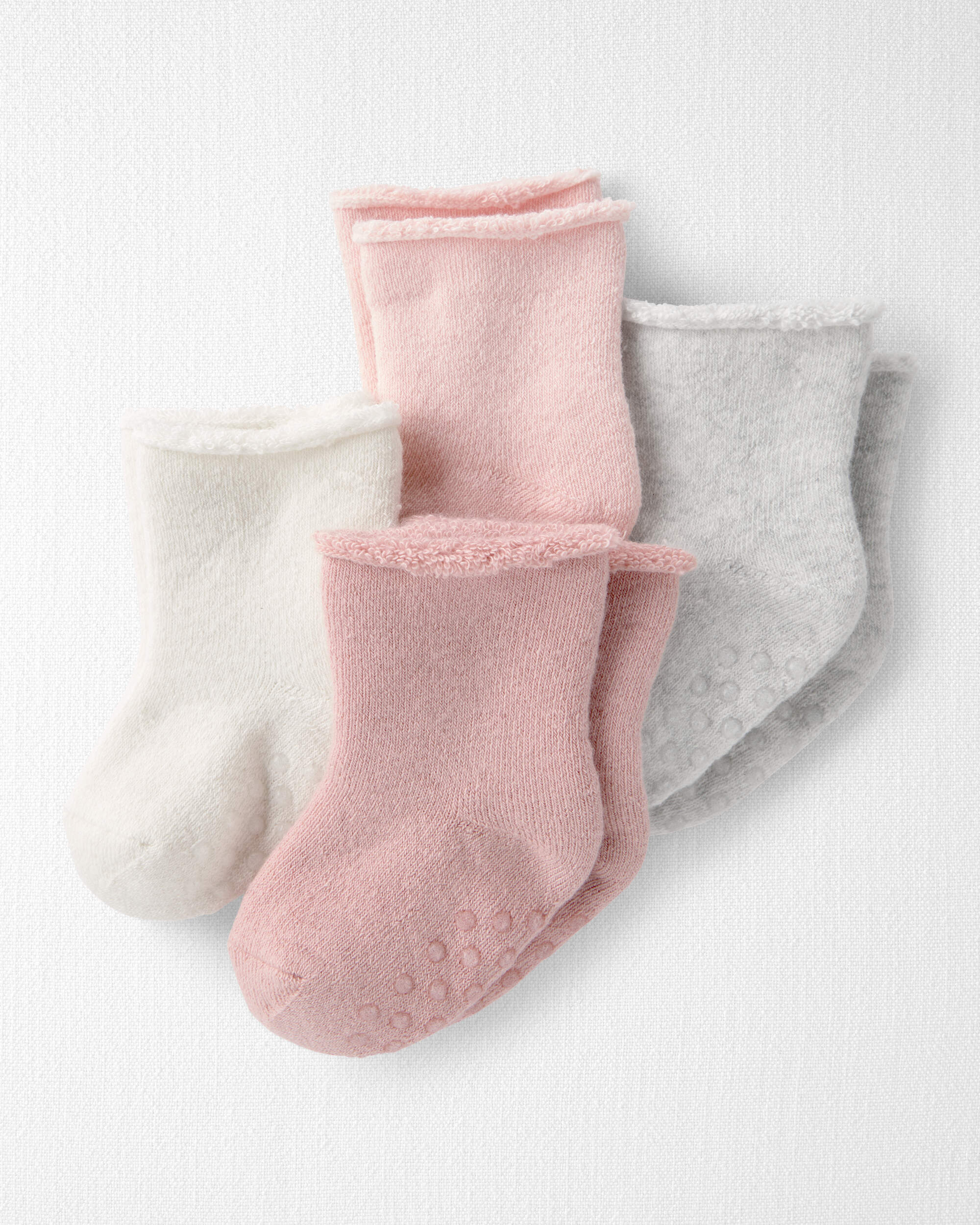 Baby Girl 4-Pack Slip Resistant Socks Made with Organic Cotton