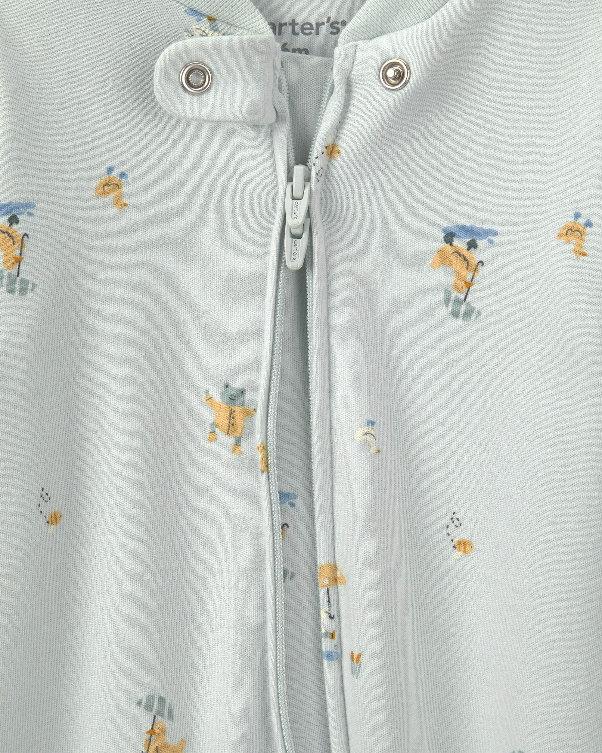 Baby 2-Way Zip Frog & Duck Cotton Sleepers - Green