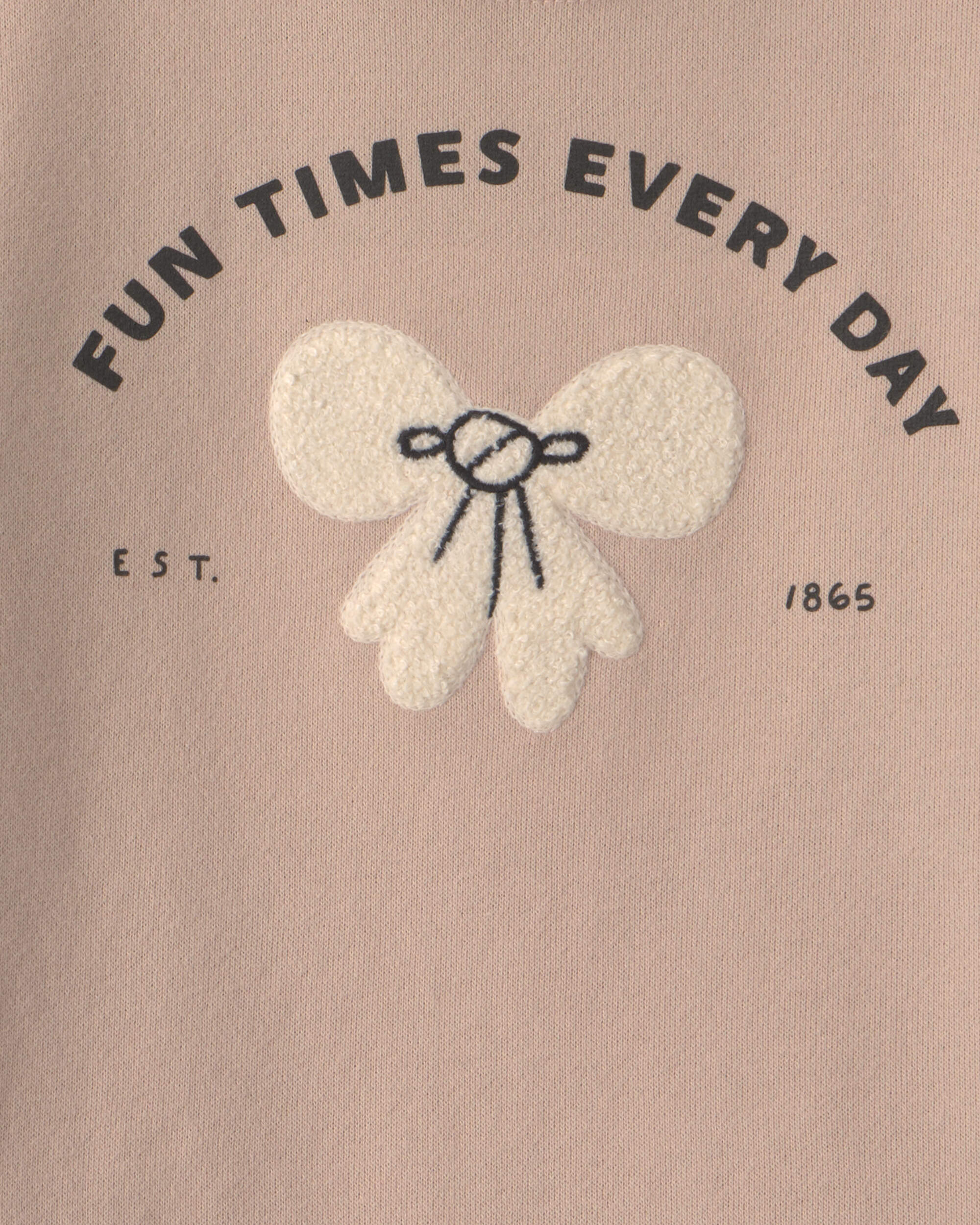 Toddler Girl 'Fun Times Every Day' Bow French Terry Pullover Sweatshirt - Brown
