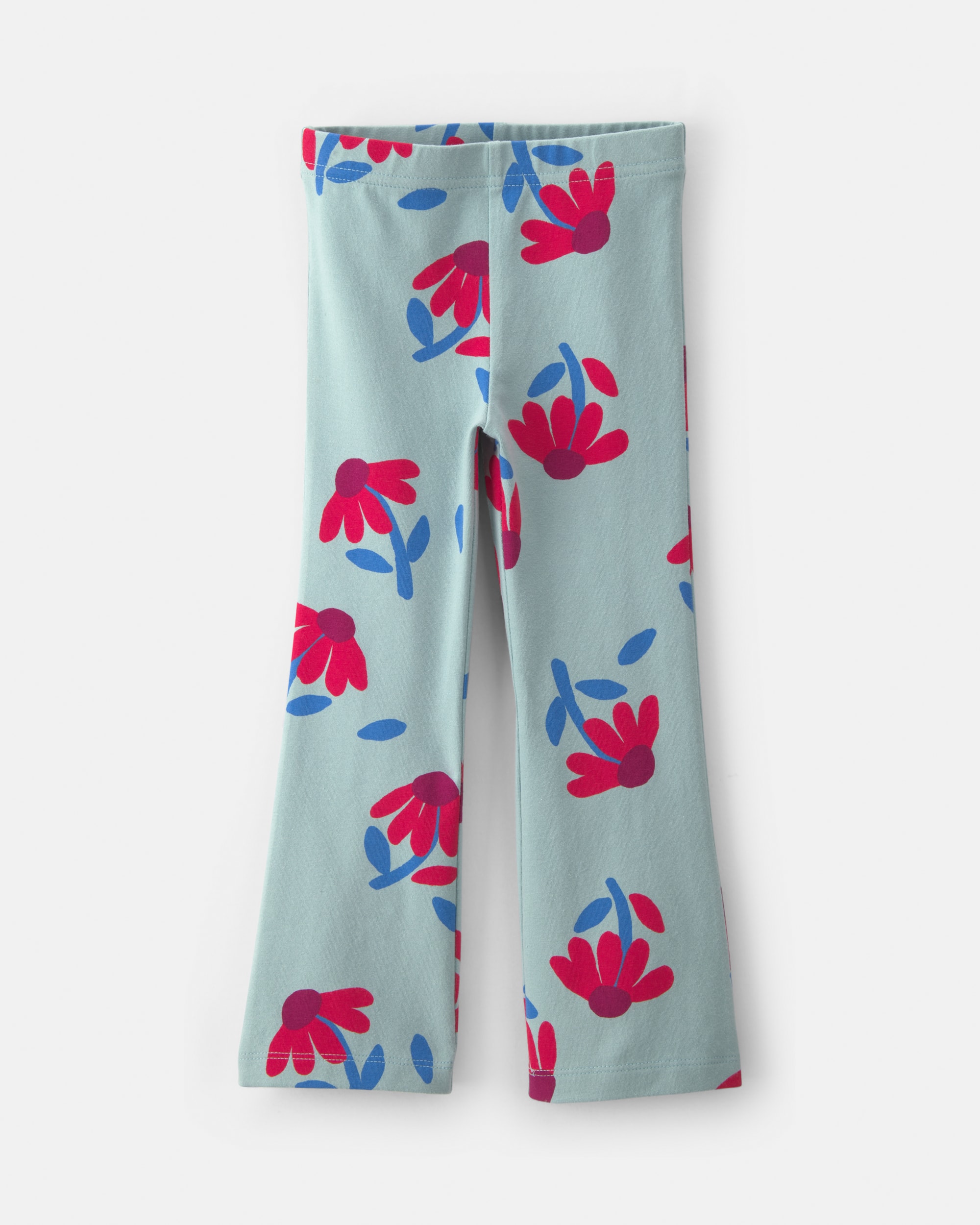Toddler Girl Floral Pull-On Stretch Flare Leggings - Blue/Red