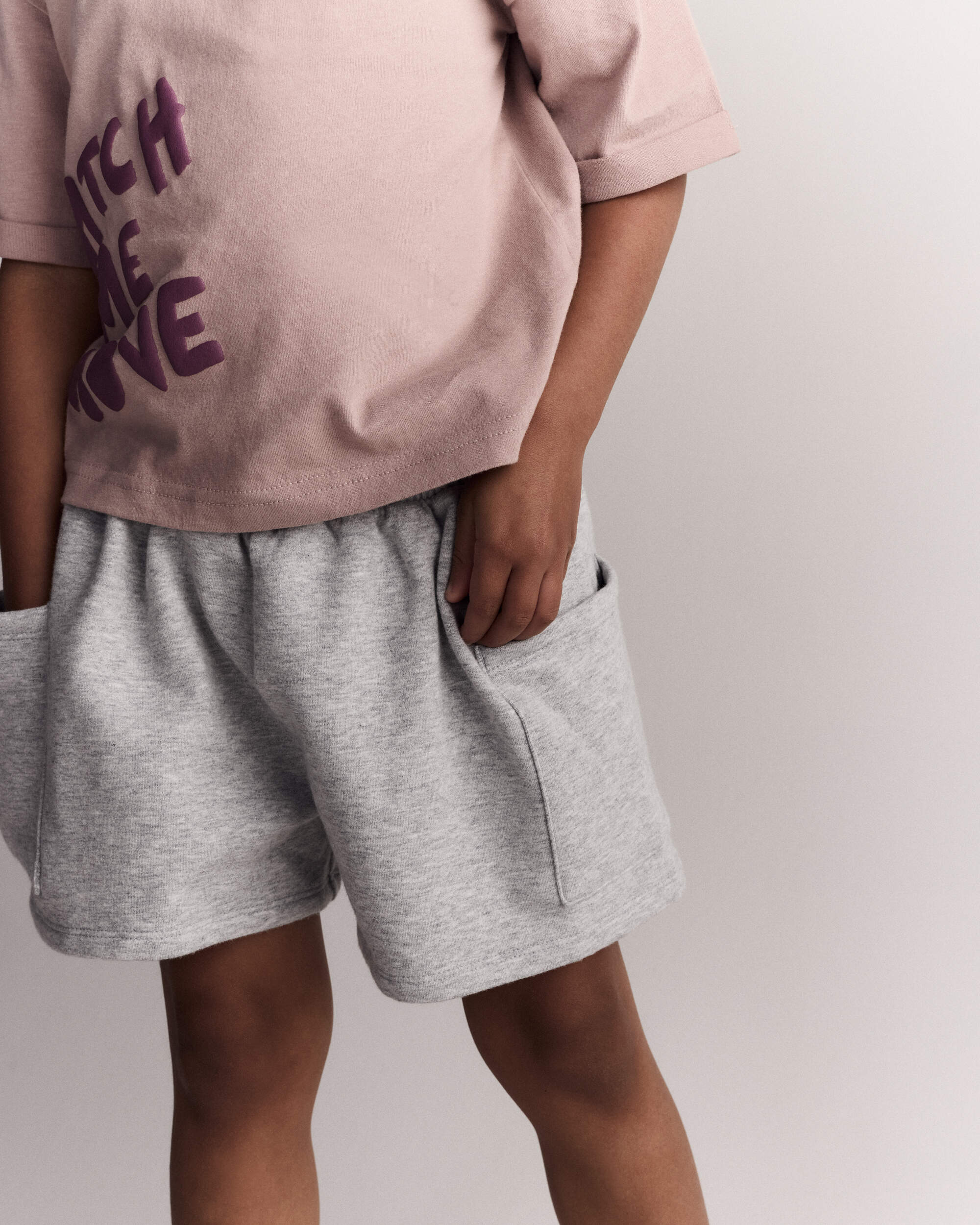 Toddler Girl Fleece Swing Shorts with Pockets – Heathered Grey