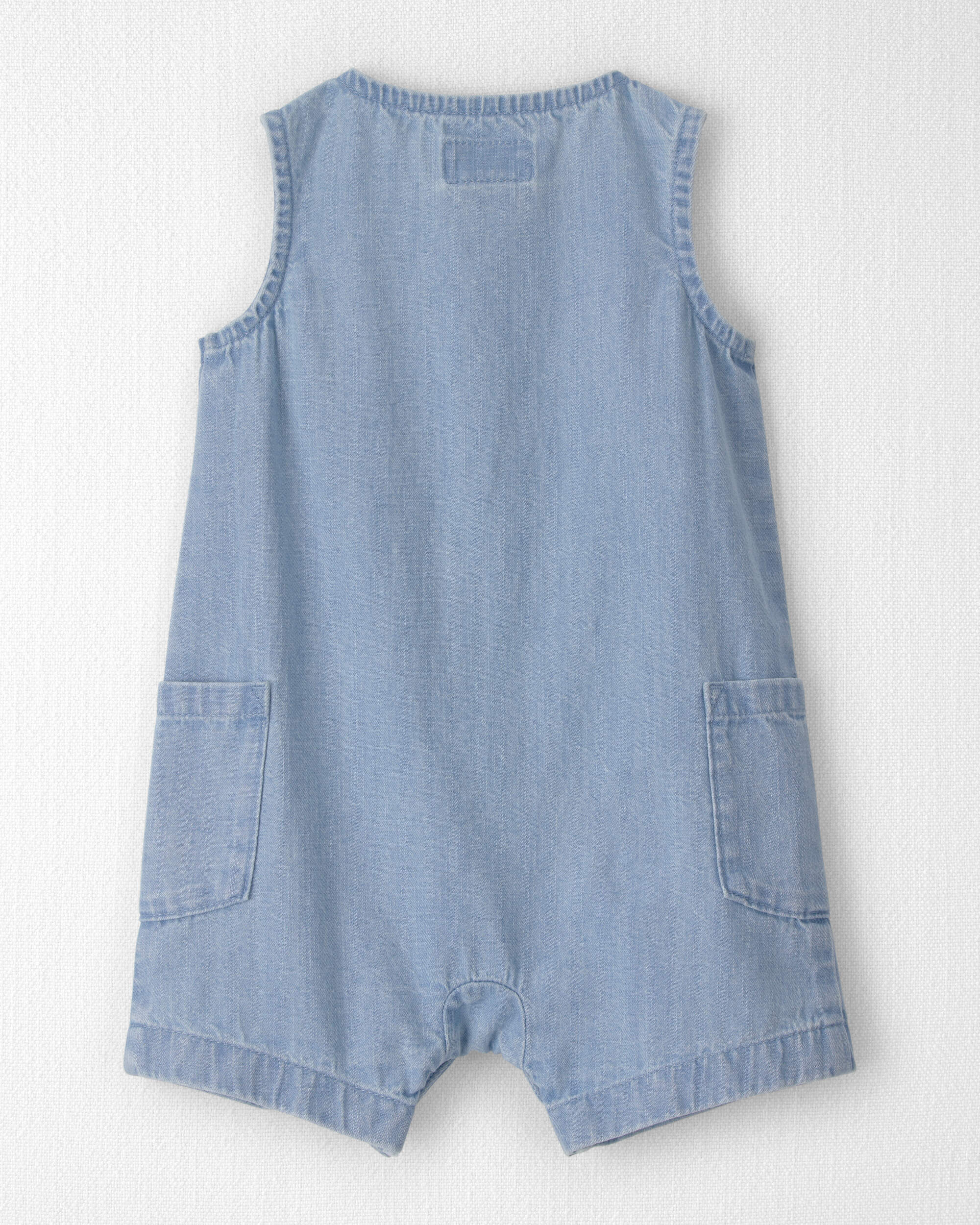 Baby Chambray Sleeveless Romper - Blue