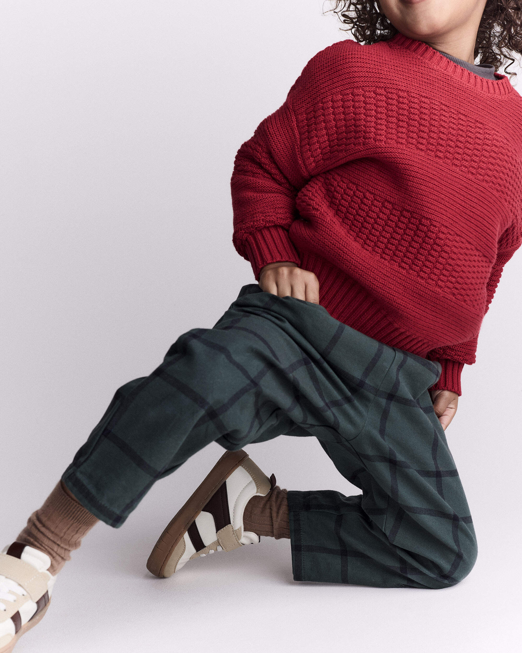 Toddler Boy Pull-On Pant Plaid - Dark Green