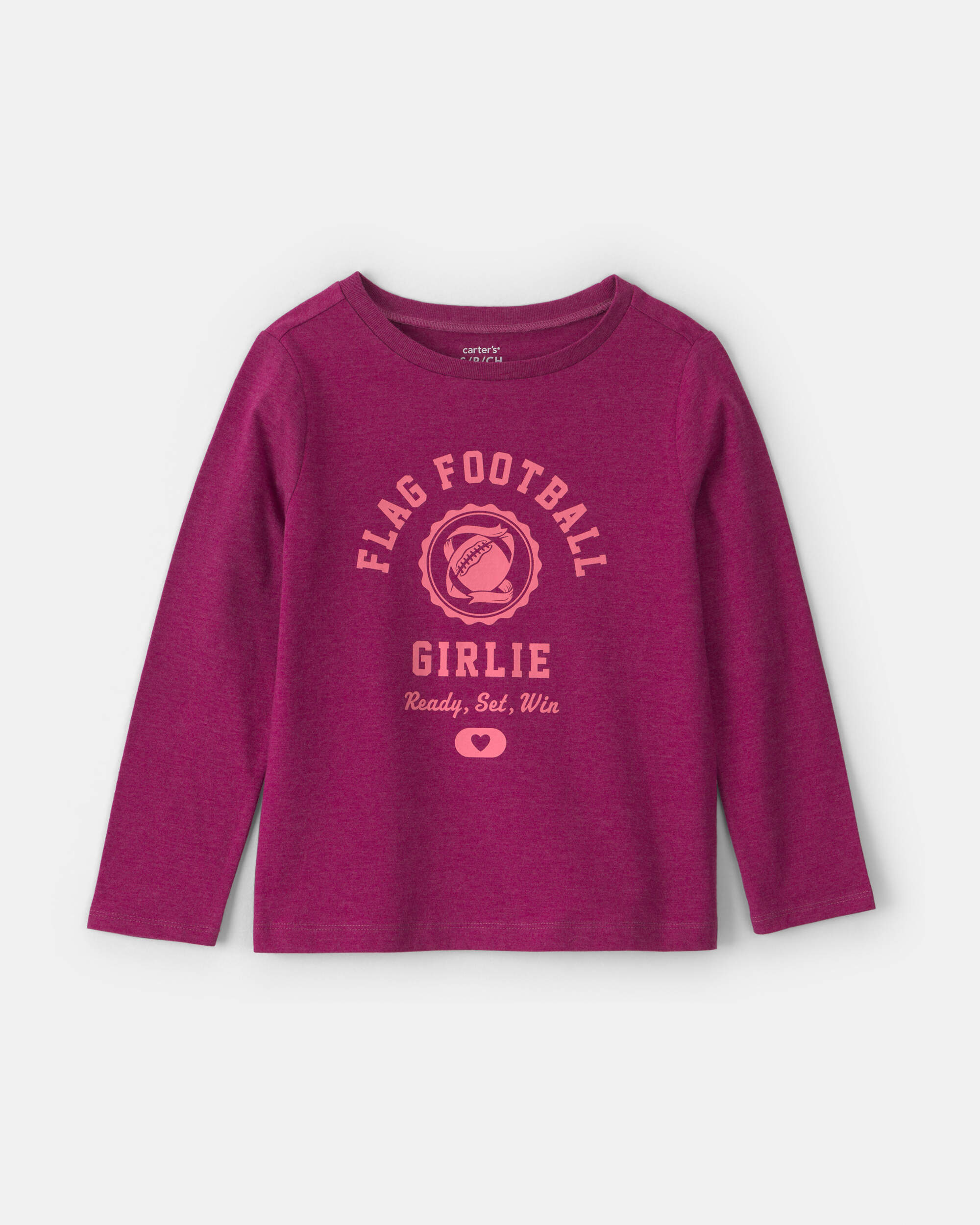 Girls 'Flag Football Girlie' Long-Sleeve Graphic Tee - Burgundy