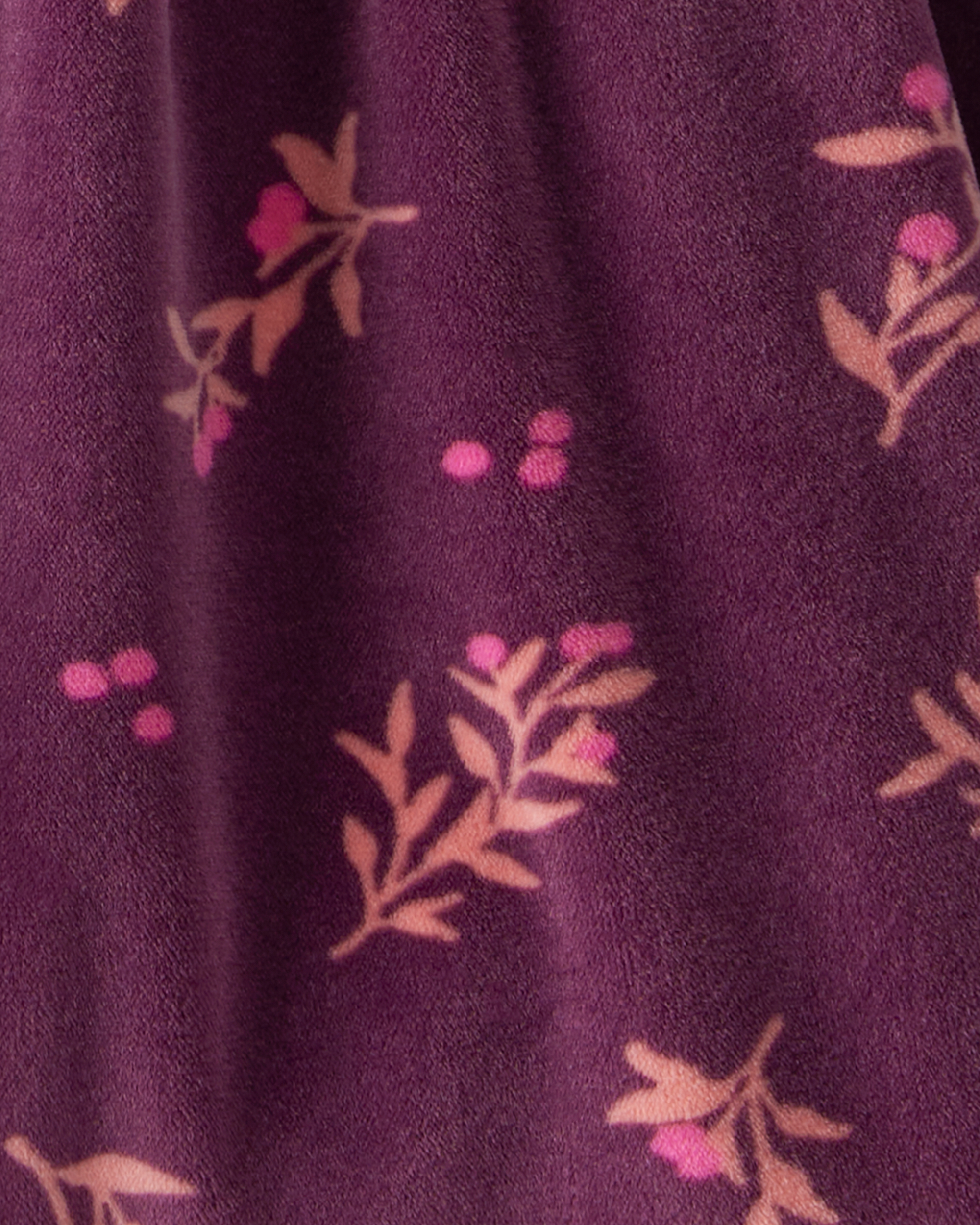 Baby Girl Flowers Print Velour Sleeveless Dress Set - Purple