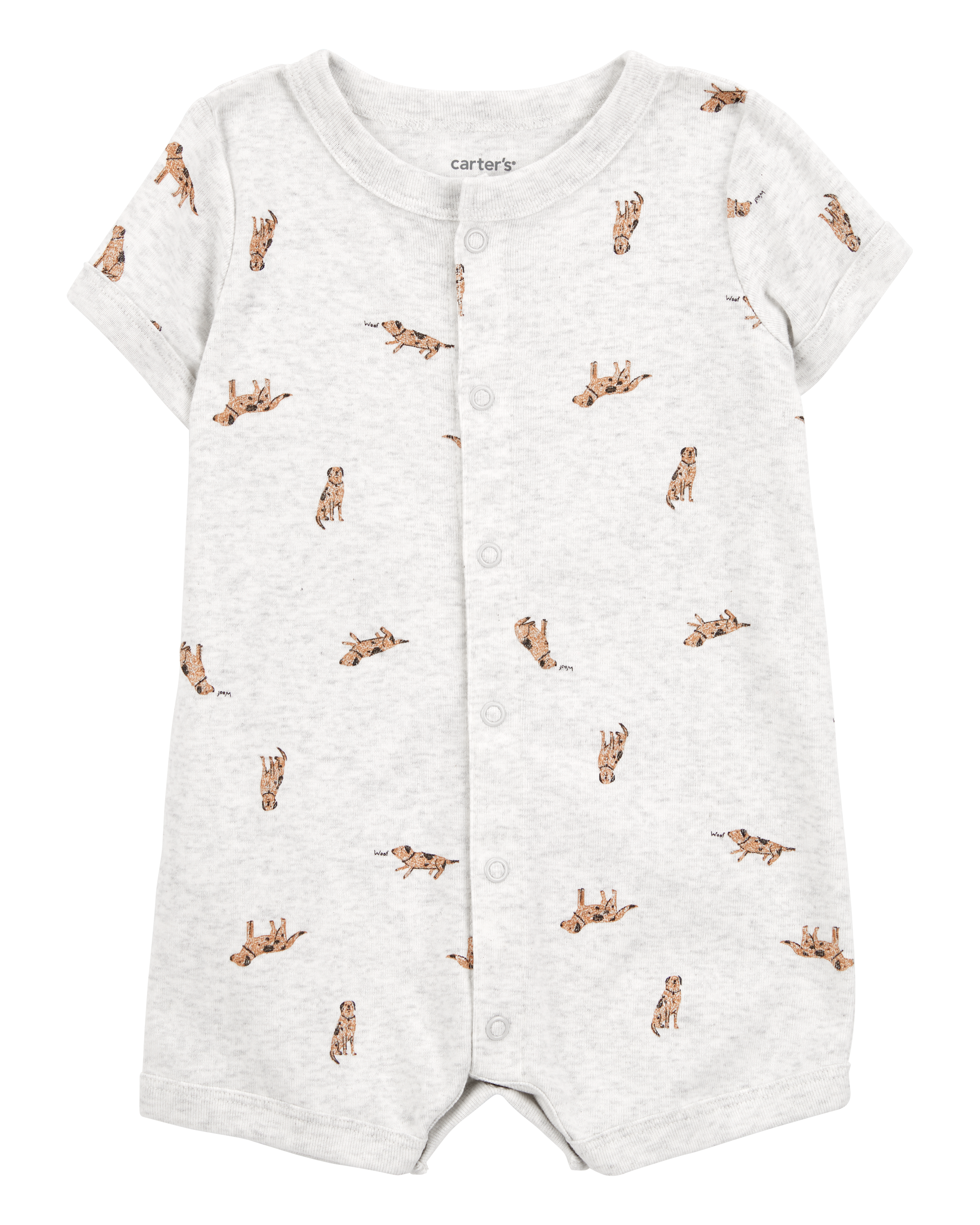 Baby Dog Short-Sleeve Romper - Grey