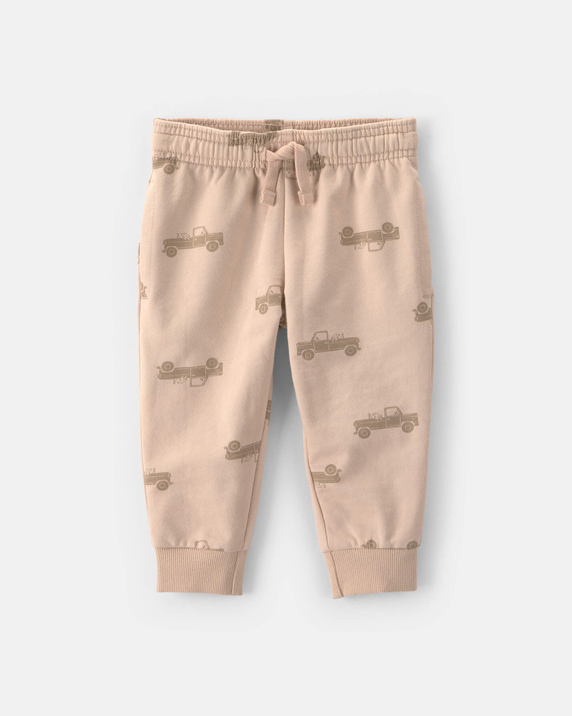 Baby Boy Truck French Terry Jogger - Beige