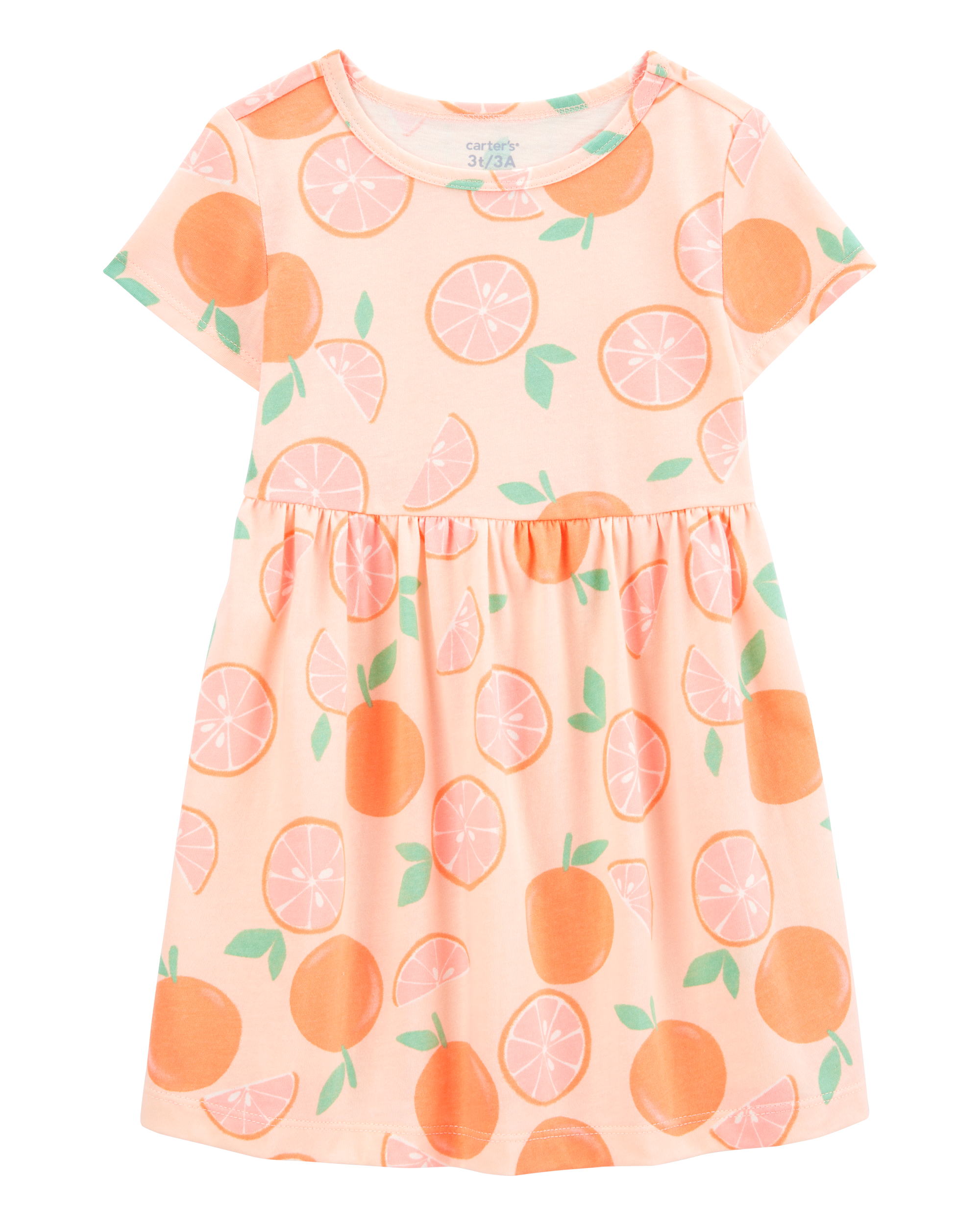 Toddler Orange Print Short-Sleeve Dress