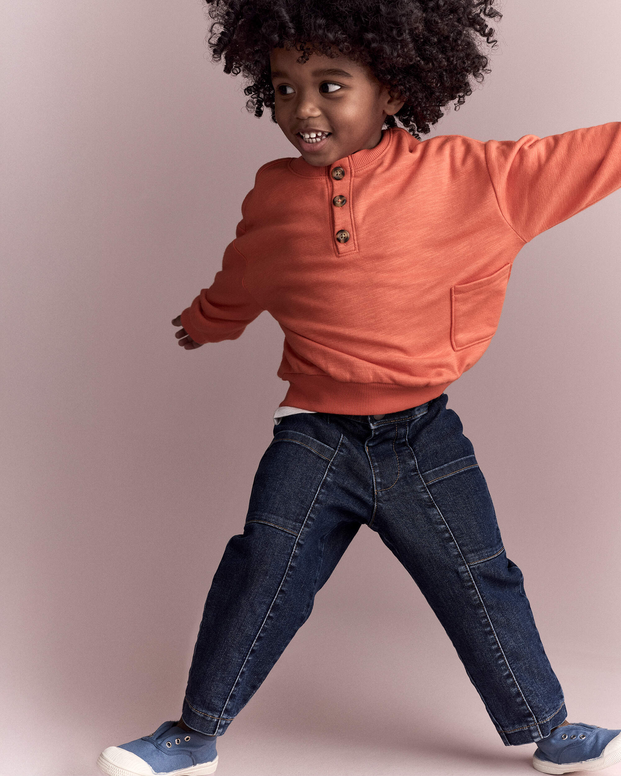 Toddler Boy French Terry Long-Sleeve Sweatshirt - Orange