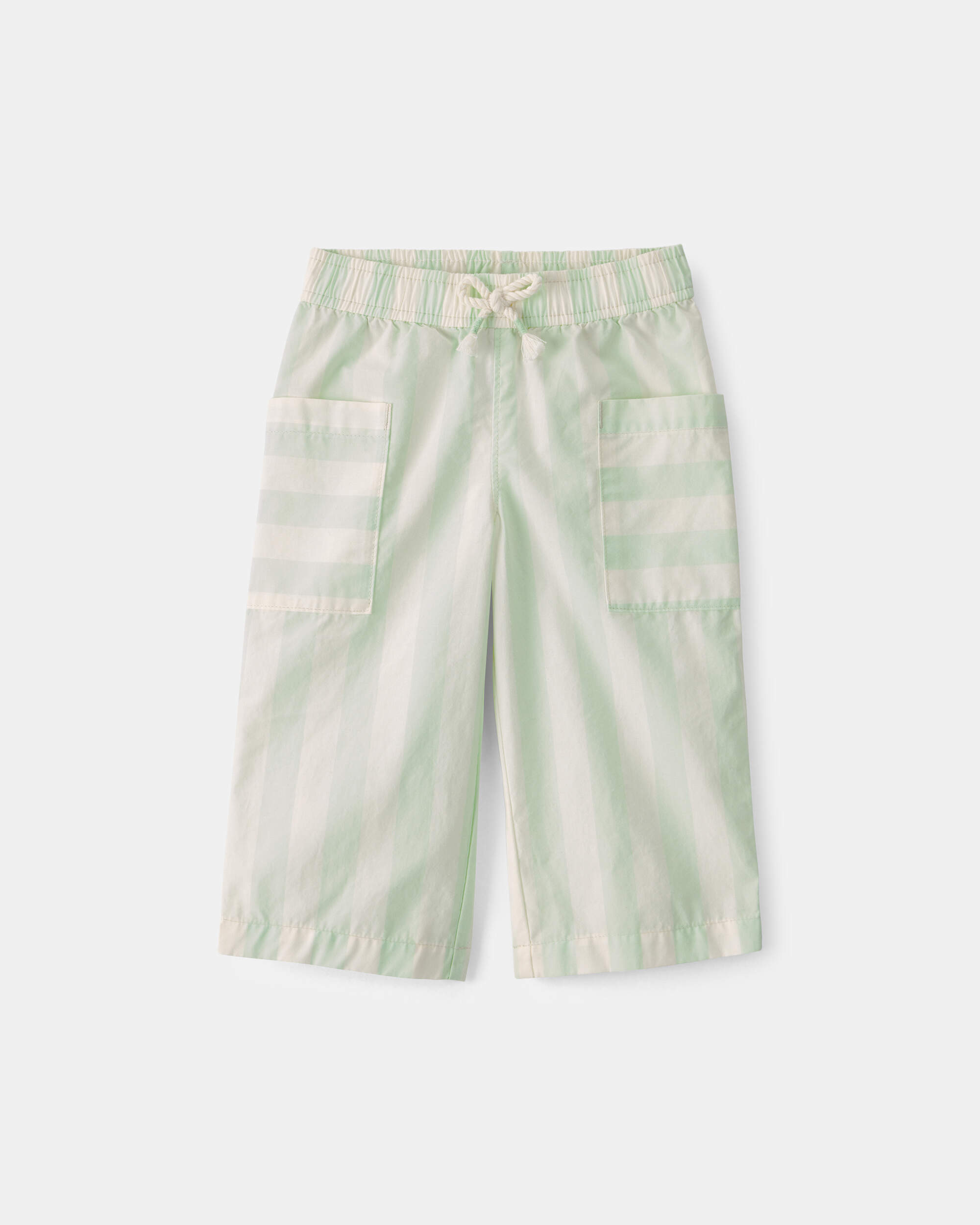Baby Girl Striped Pants - Green/Ivory