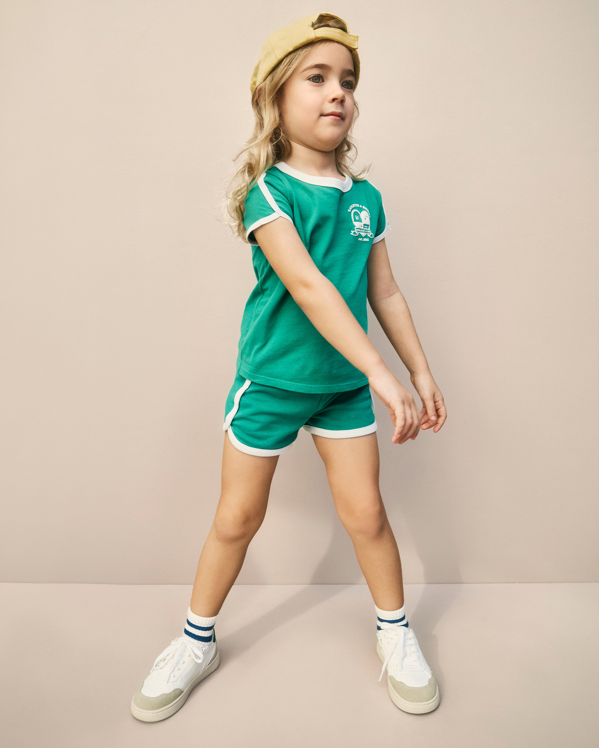 Girls French Terry Active Shorts - Green