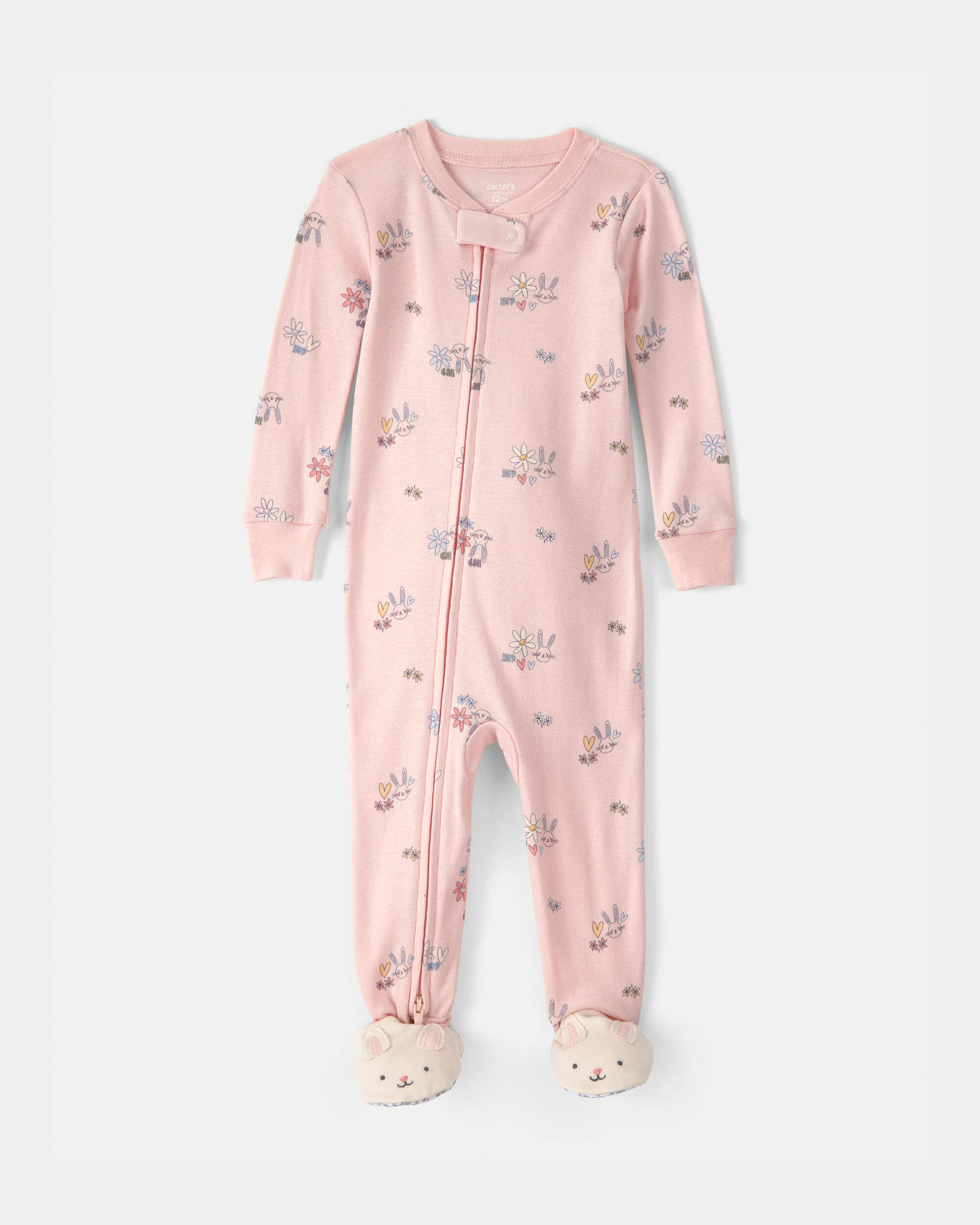 Baby Girl Easter Bunny 100% Cotton Snug Fit 1-Piece Pyjama Set - Pink