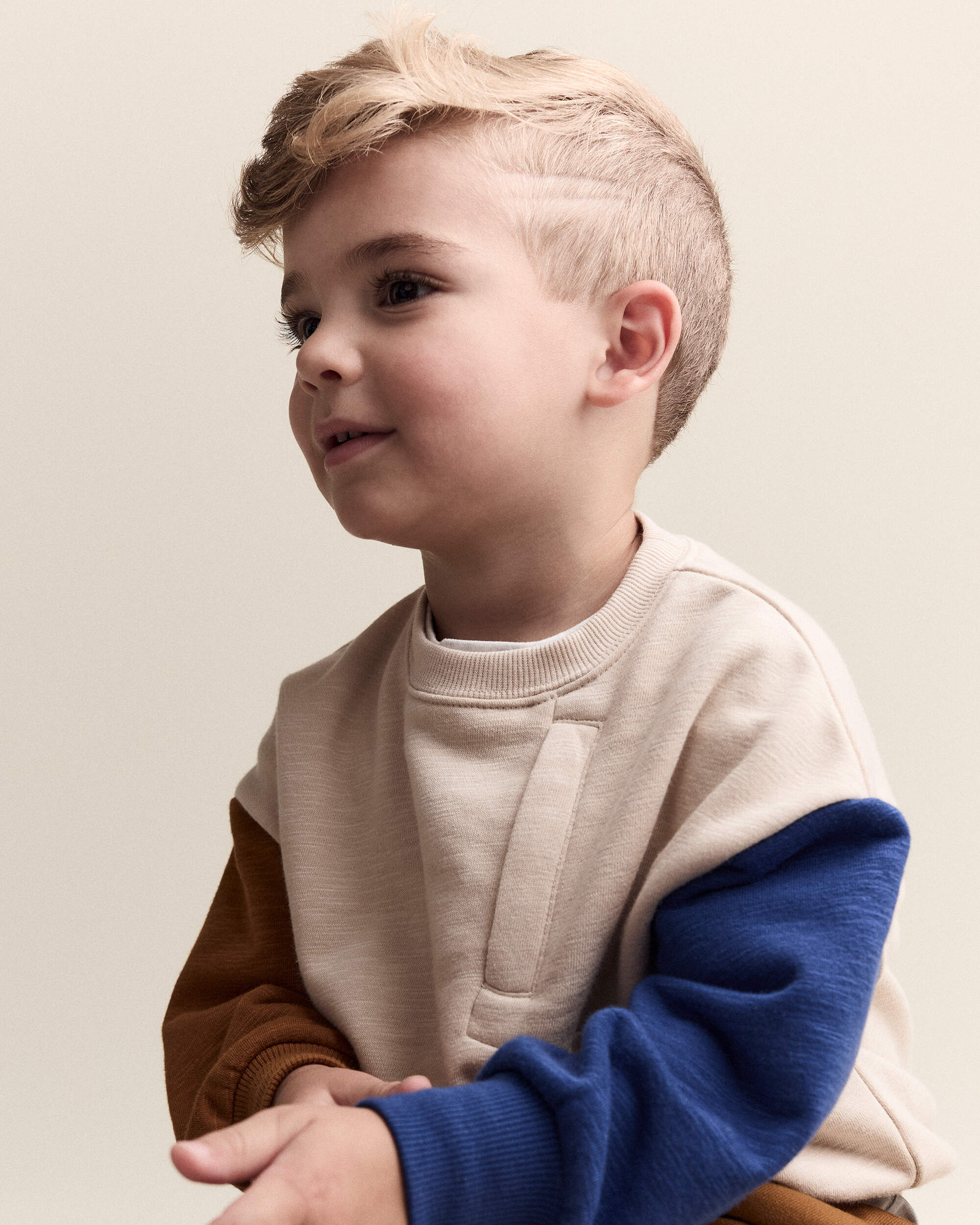 Toddler Boy Colourblock Pullover Sweatshirt - Khaki