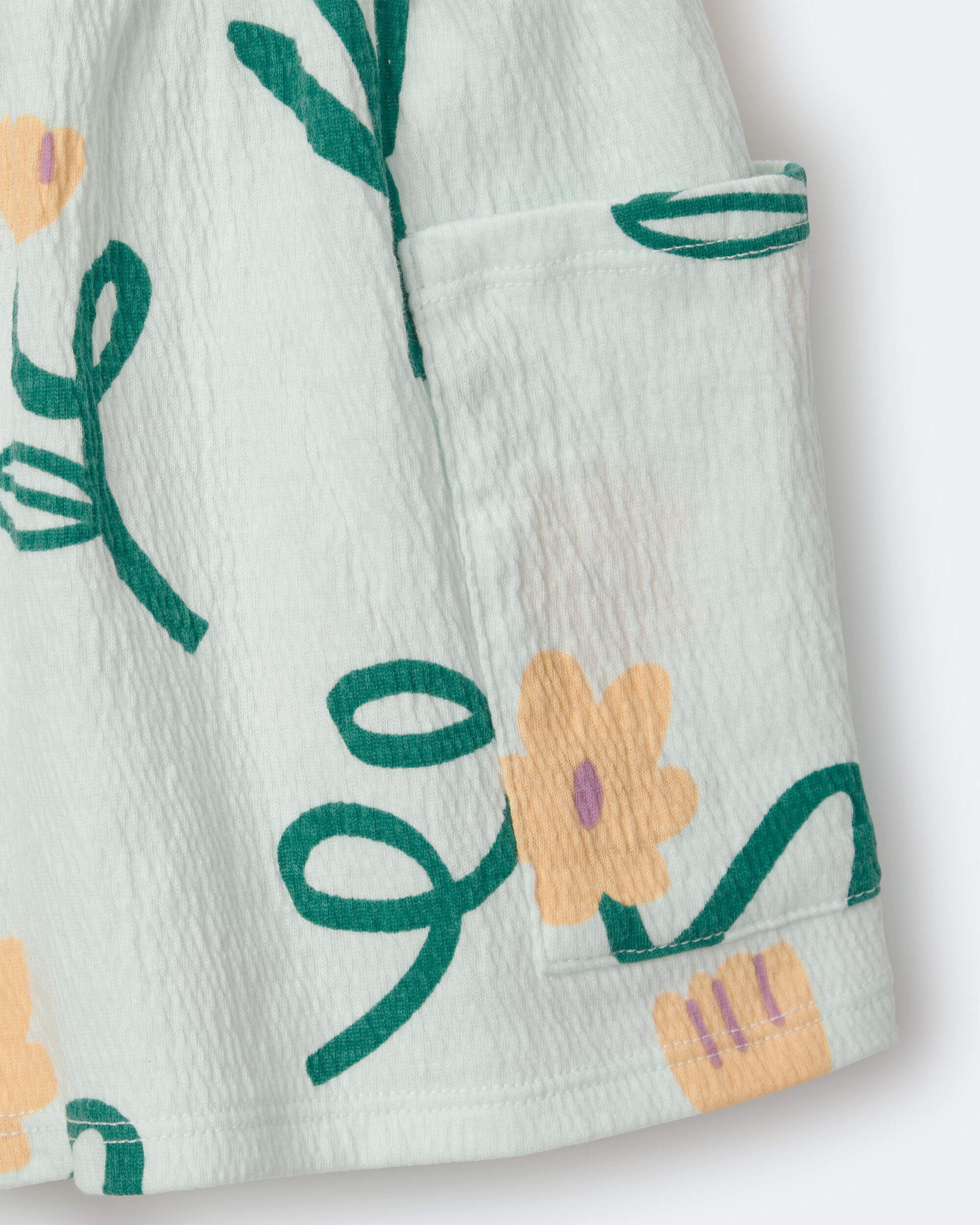 Toddler Girl Swing Short with Pockets Floral Print - Light Green