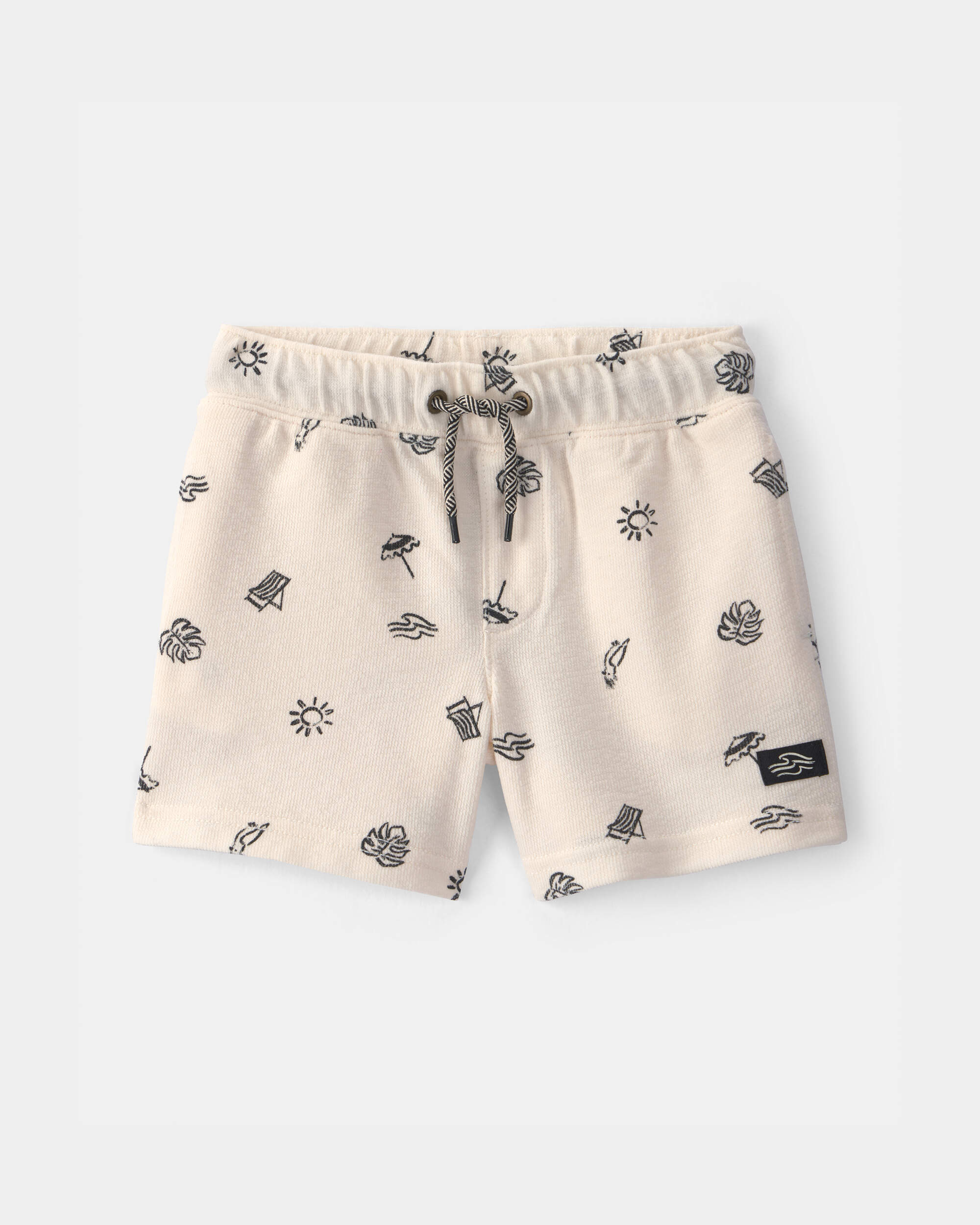 Toddler Boy Beach Shorts - Cream/Black
