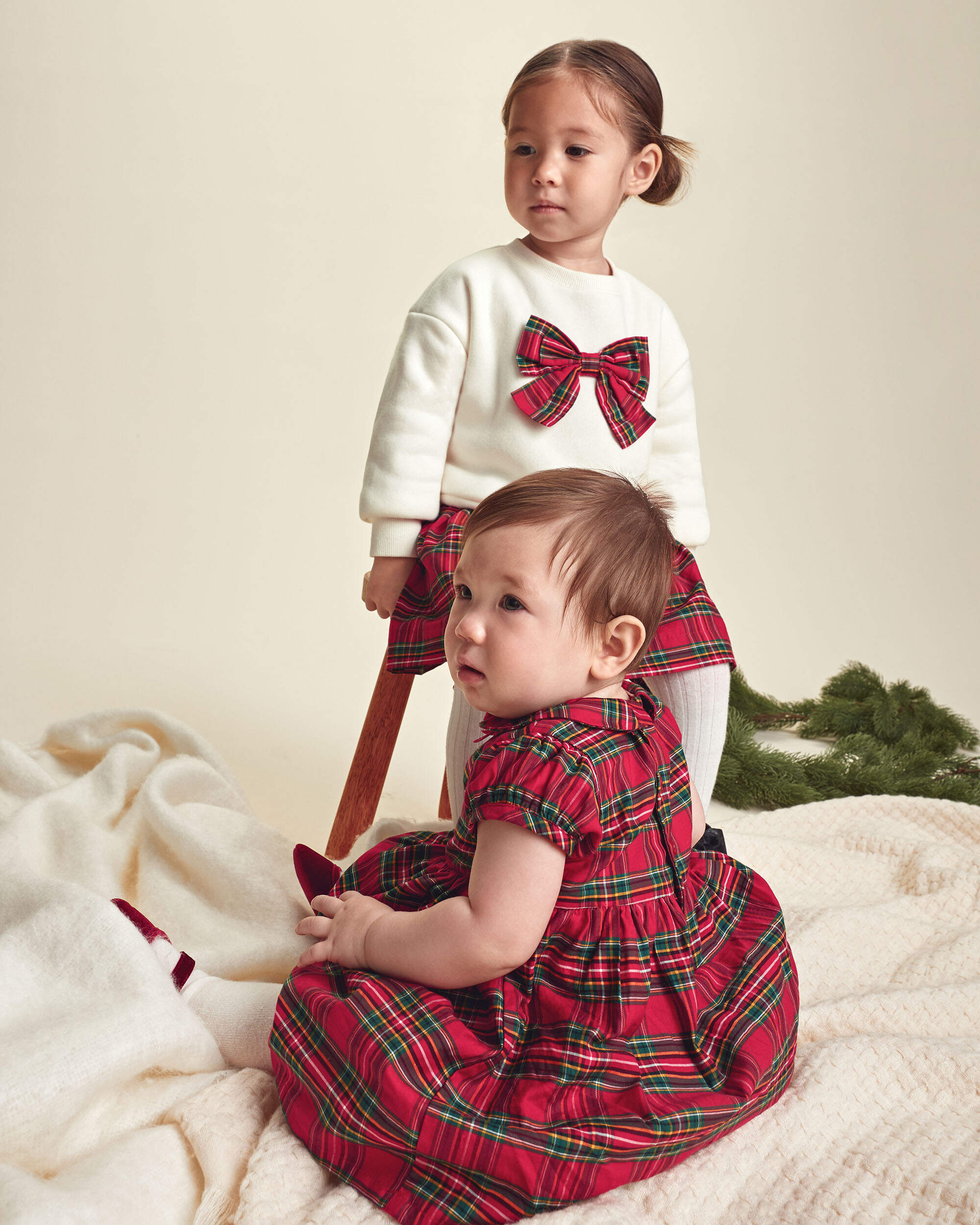 Baby Girl Holiday Plaid Short-Sleeve Dress - Red