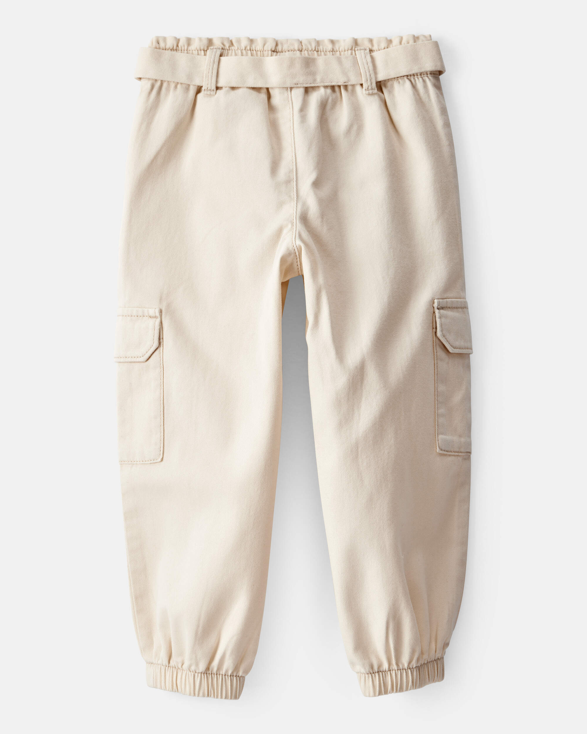 Toddler Girl Cotton Cargo Joggers - White