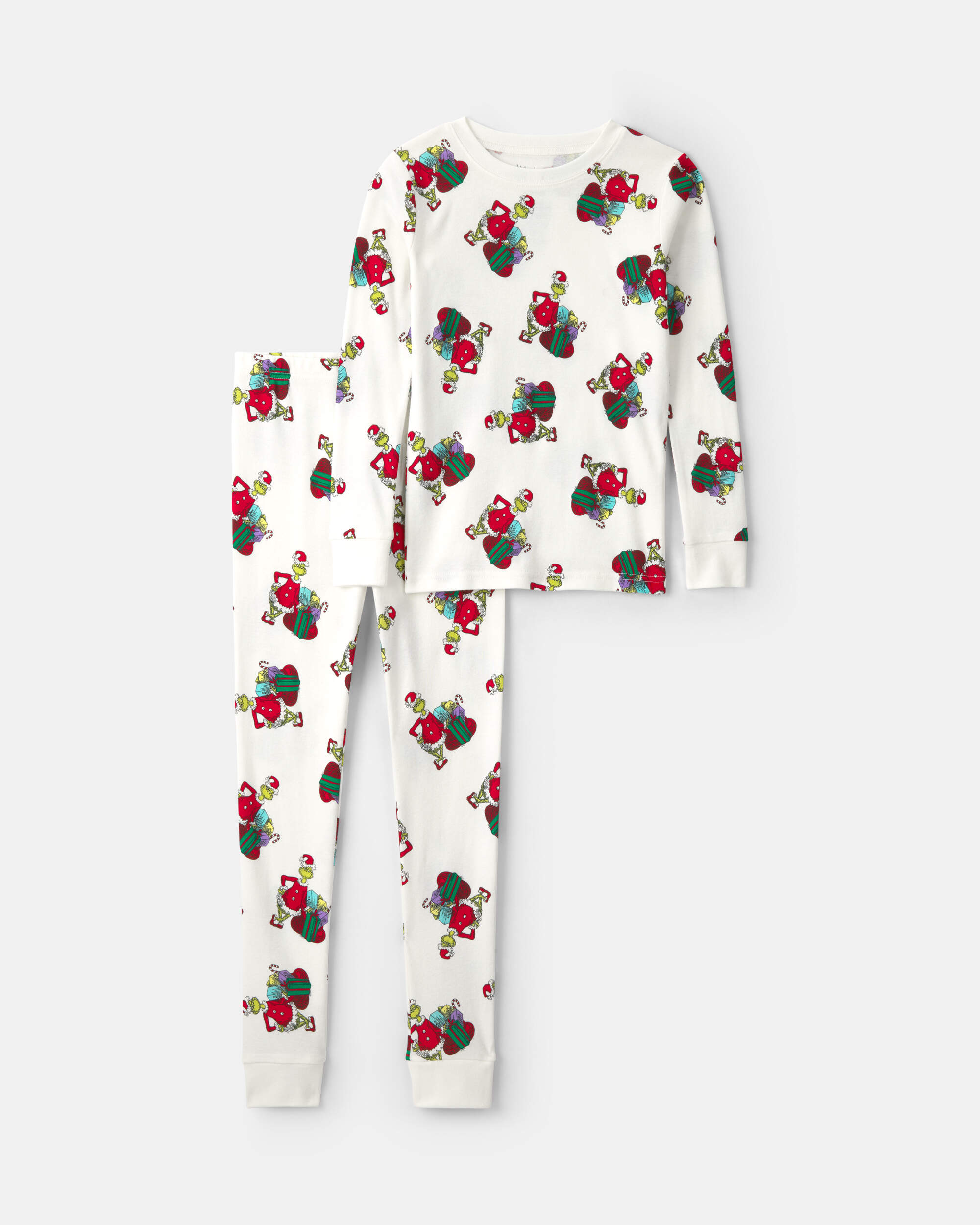 Kids 2-Piece Dr. Seuss™ The Grinch Christmas 100% Cotton Snug Fit Pyjama Set - White