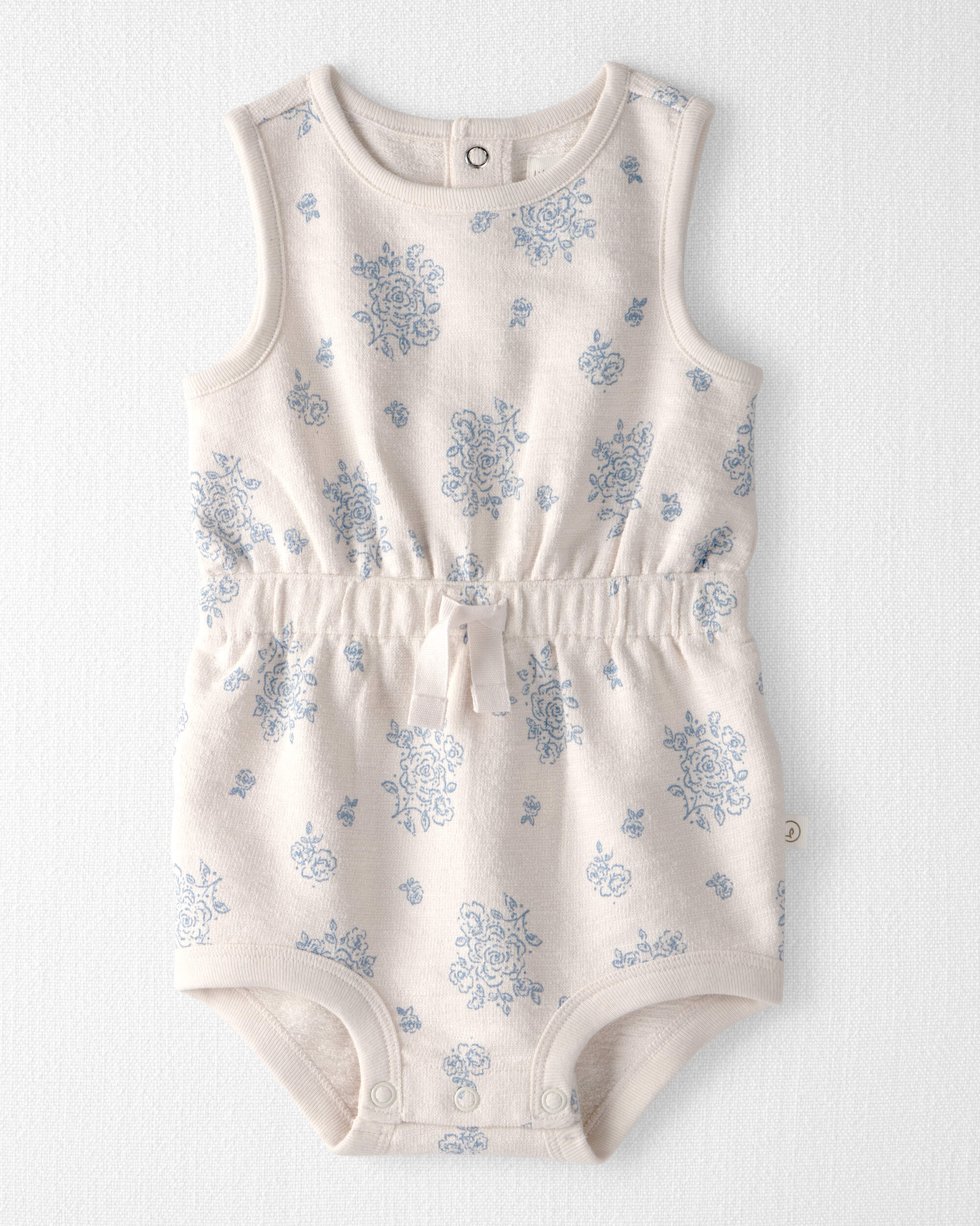 Baby Girl Organic Cotton Romper Blue Floral