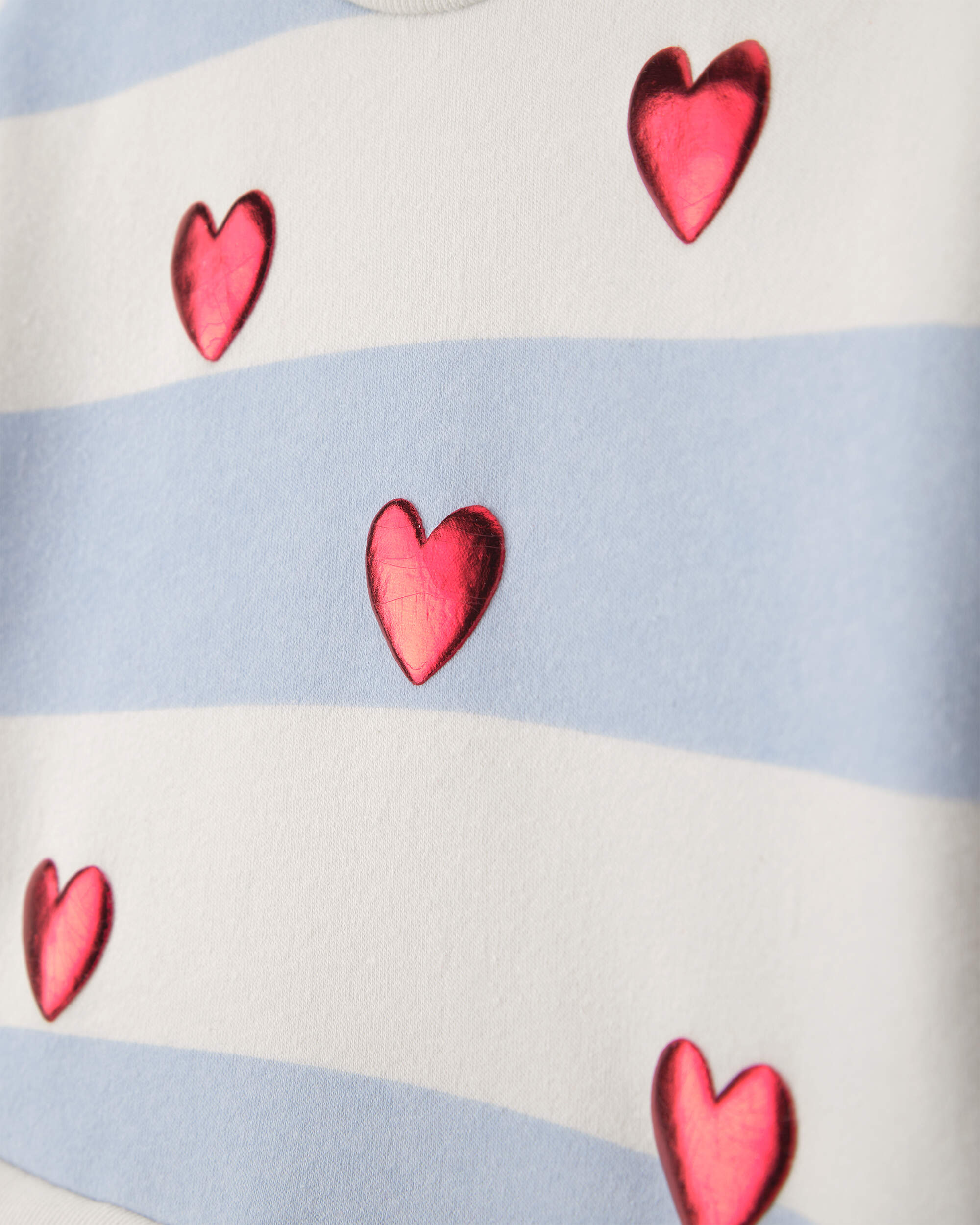 Toddler Girl Heart Striped Valentine's Day Fleece Long-Sleeve Occasion Dress - Blue