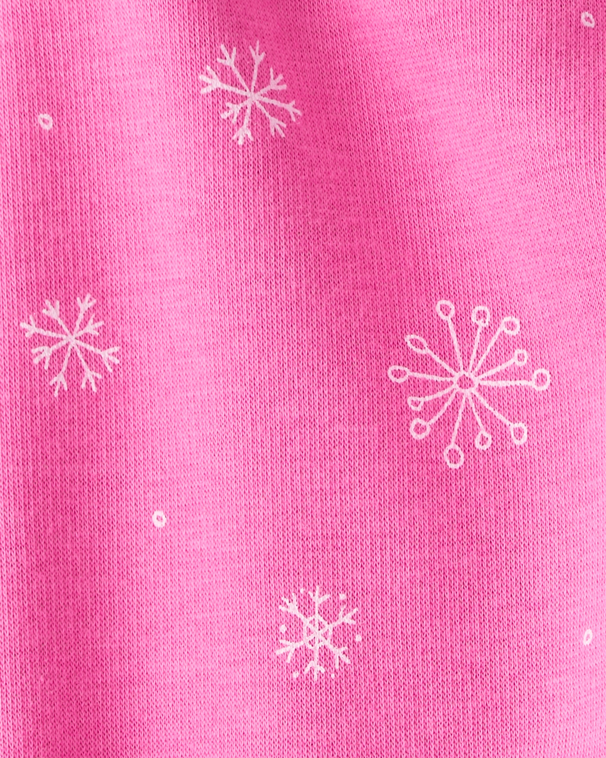 Baby Girl Snowflake Pull-On Stretch Cozy Leggings - Pink