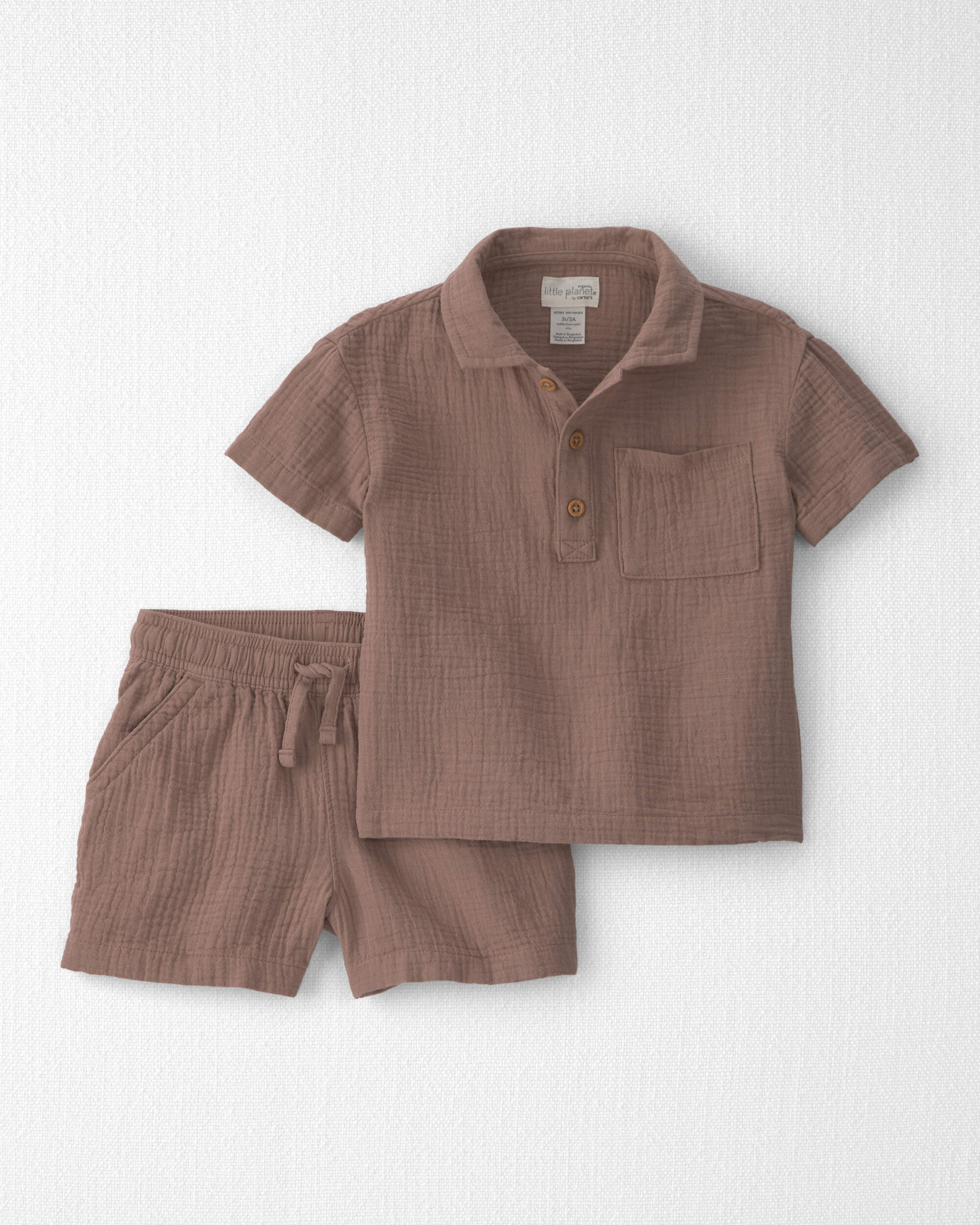 Toddler Boy 2-Piece Organic Cotton Gauze Top & Short Set