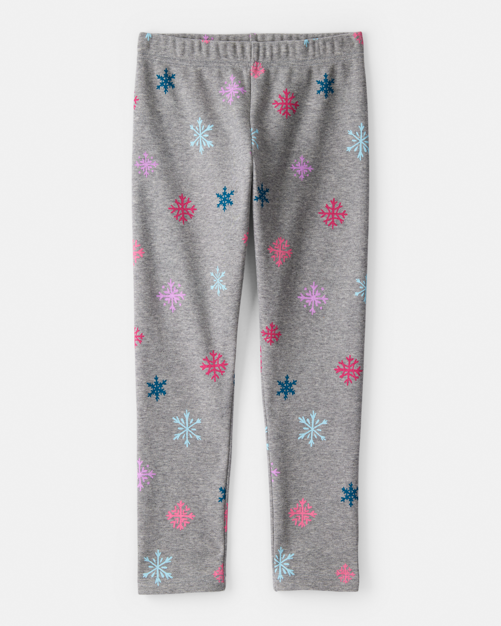 Kid Snowflake Pull-On Stretch Cozy Leggings - Grey