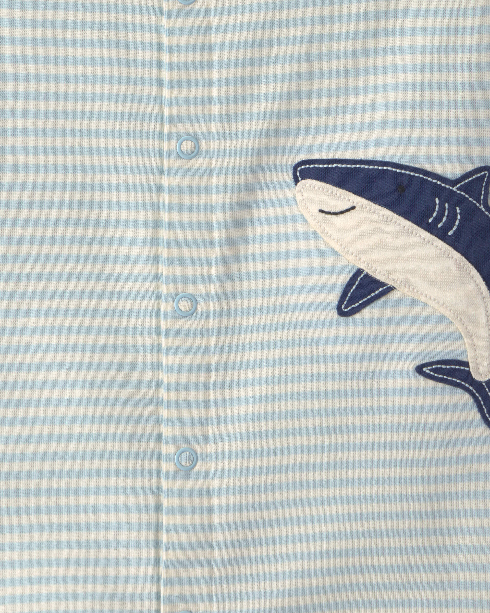 Baby Boy Striped Shark Romper - Blue