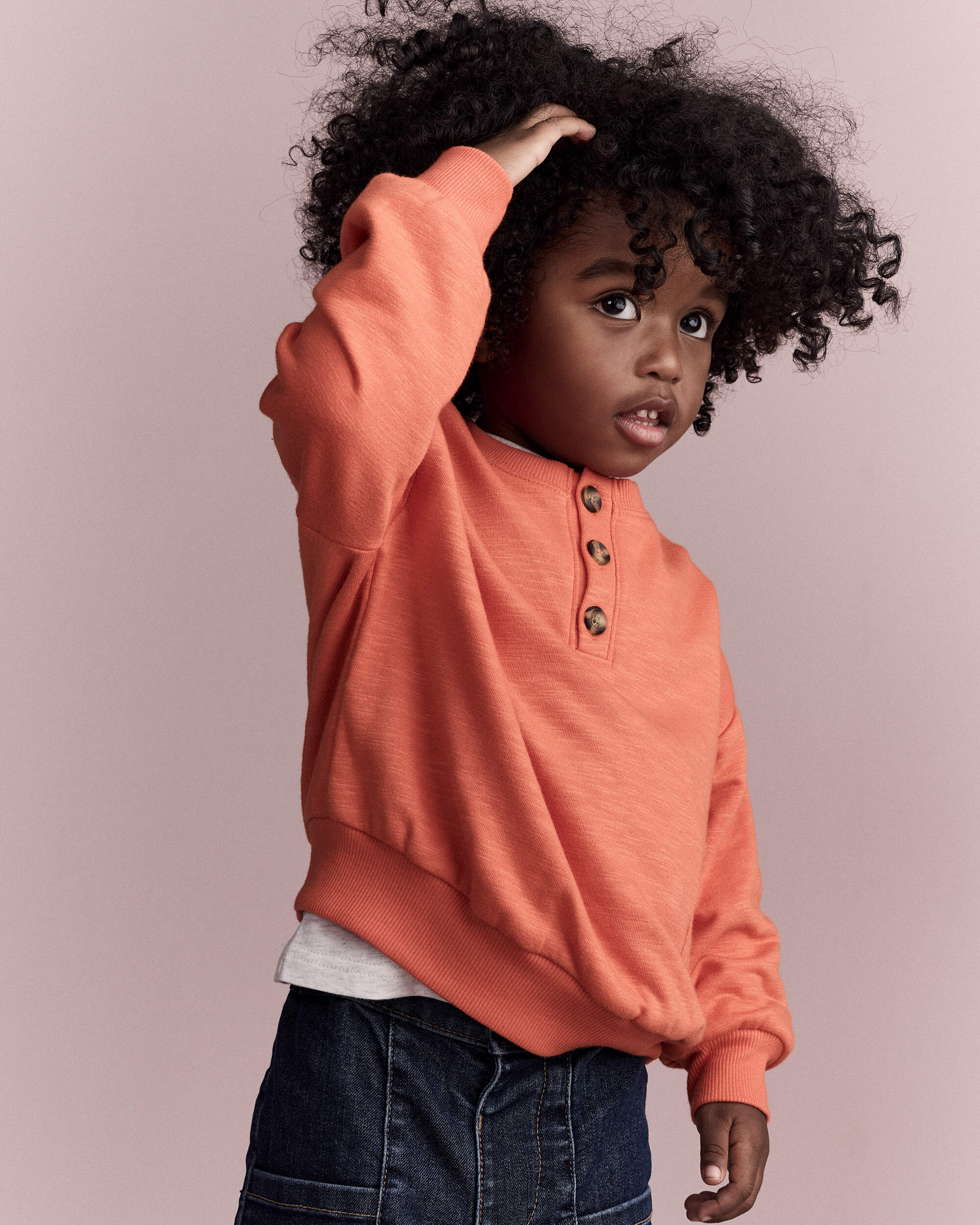 Toddler Boy French Terry Long-Sleeve Sweatshirt - Orange