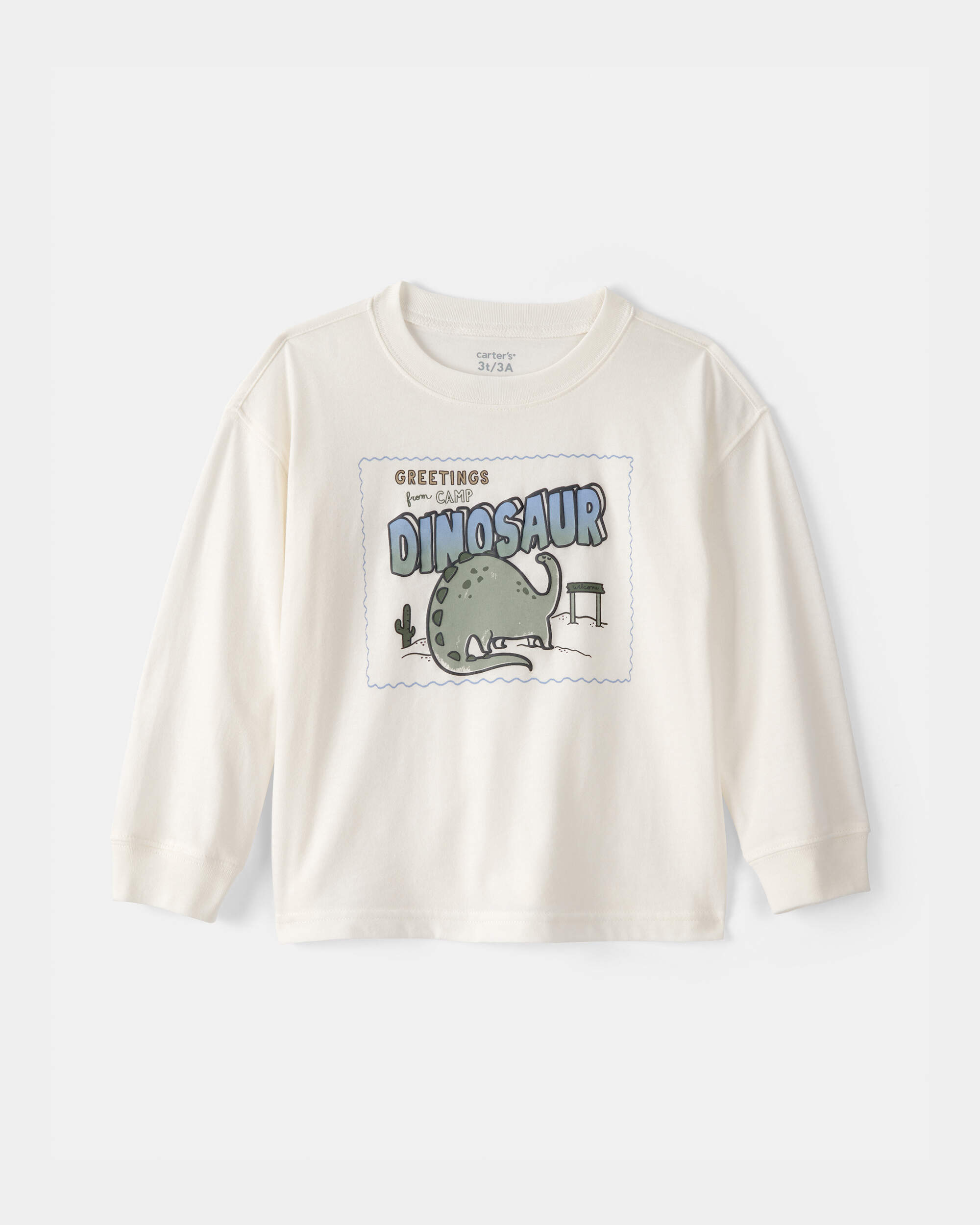 Toddler Boy Dinosaur Long-Sleeve Graphic Tee - Ivory
