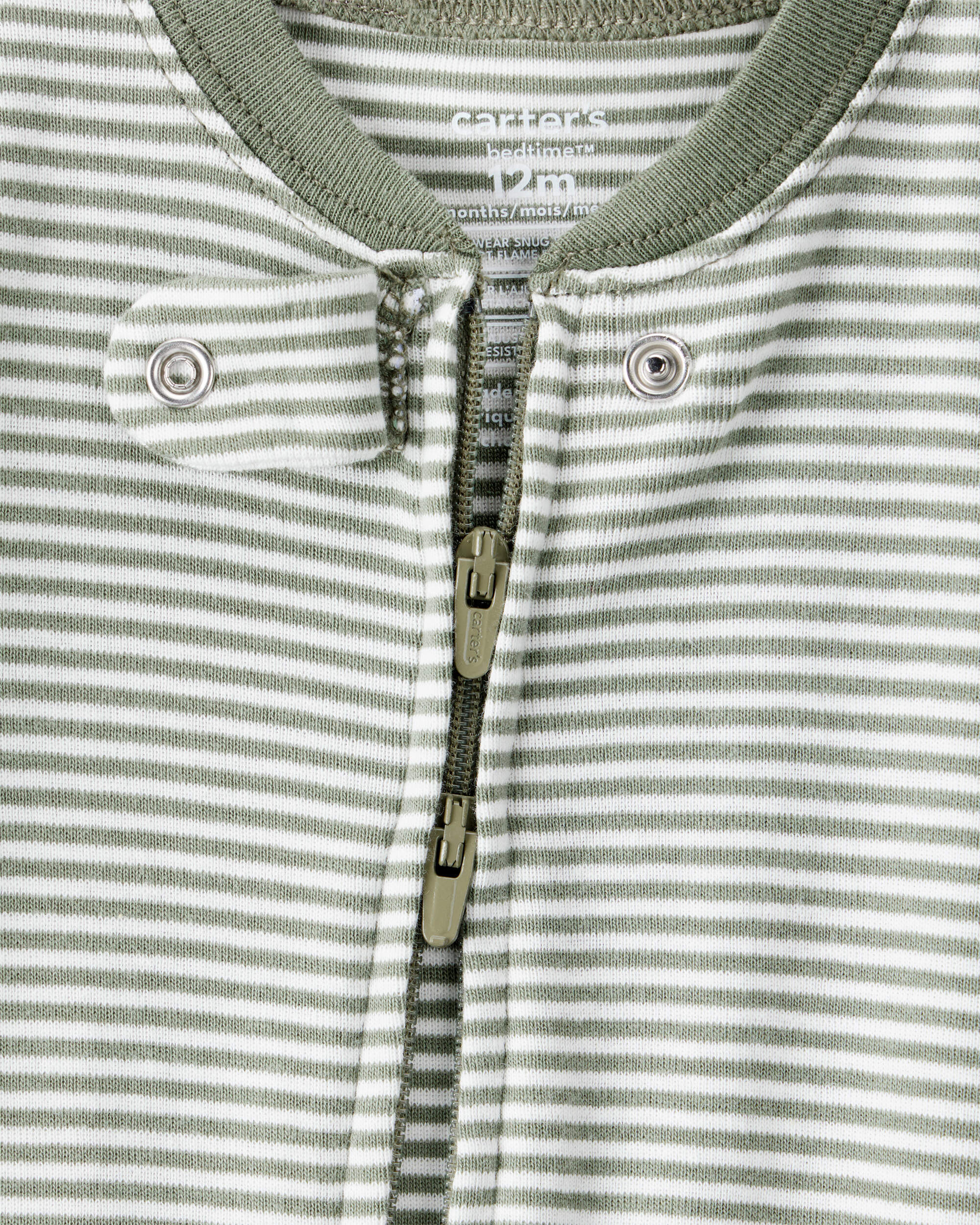 Baby Boy Bear Striped 100% Cotton Long-Sleeve Snug Fit 1-Piece pyjamas - Green