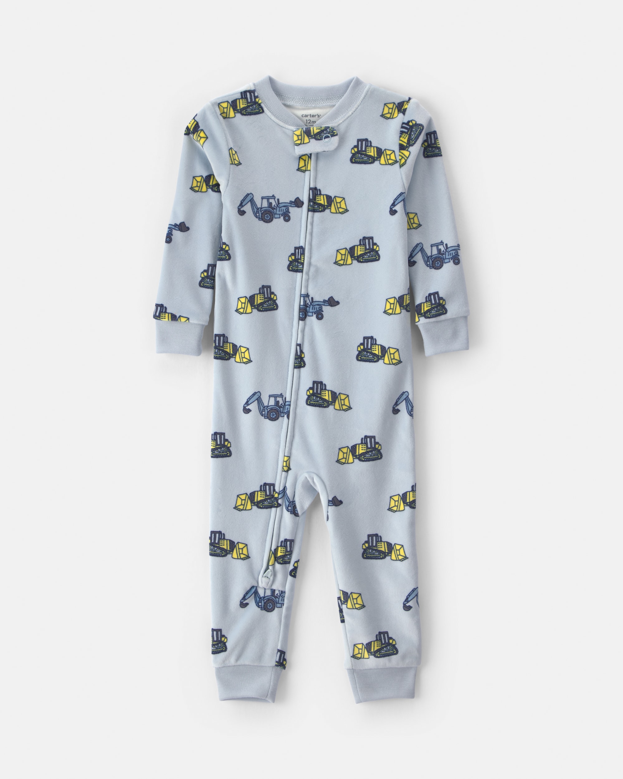 Baby Boy Construction 2-Way Zip Dreamplush 1-Piece Pyjama - Blue