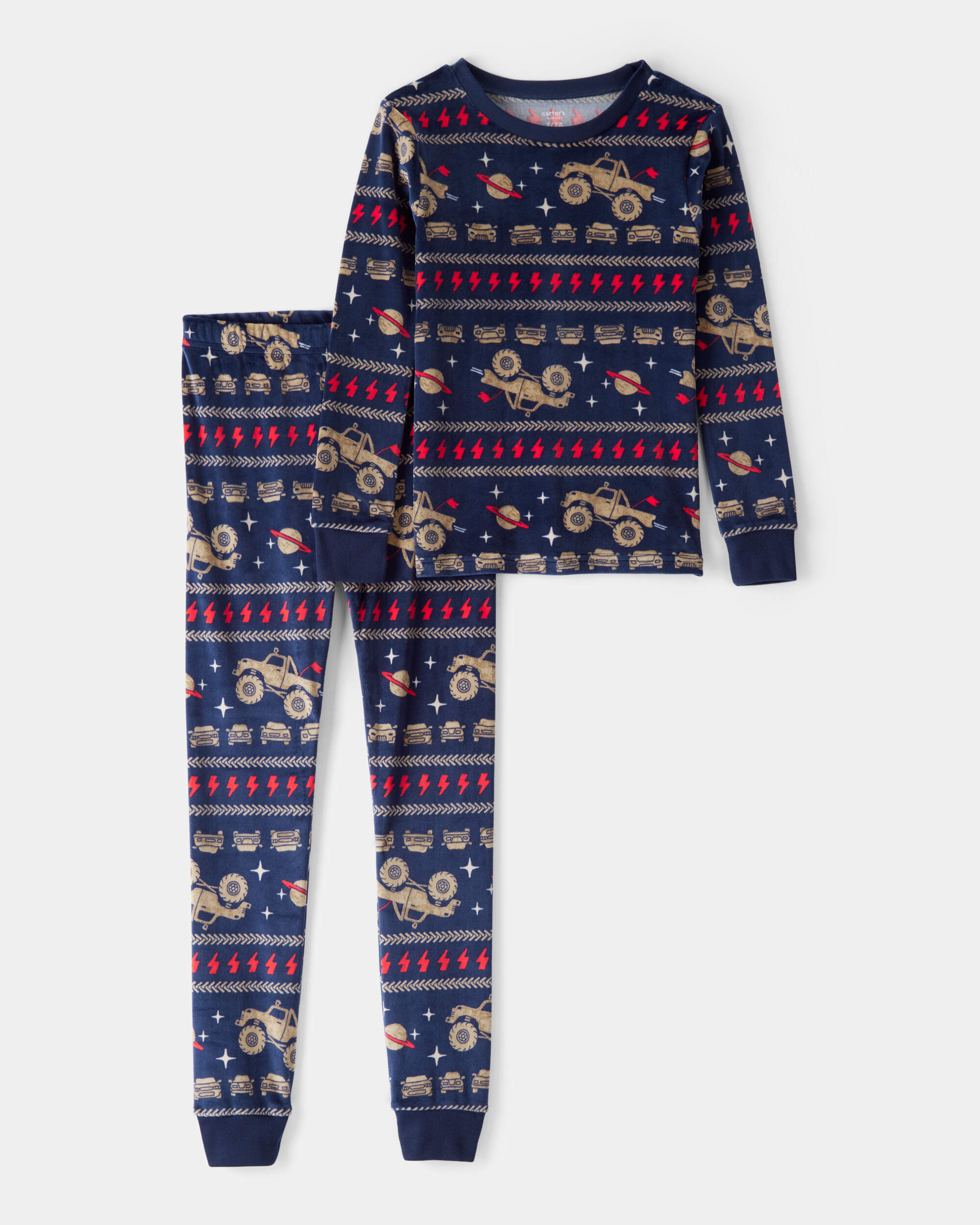 Boys Monster Truck DreamPlush Snug Fit 2-Piece Pyjamas - Navy