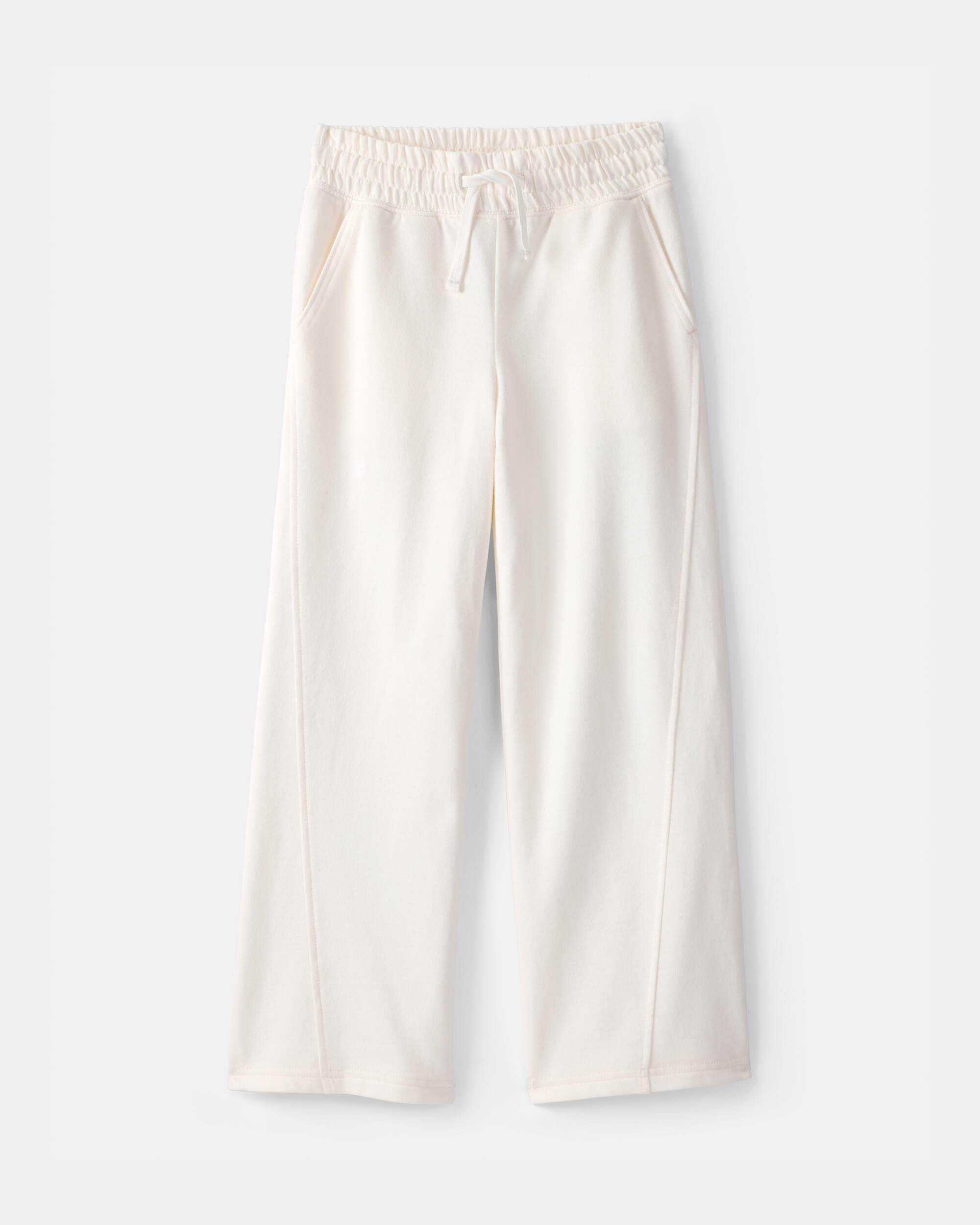 Girls French Terry Wide-Leg Pants - Ivory