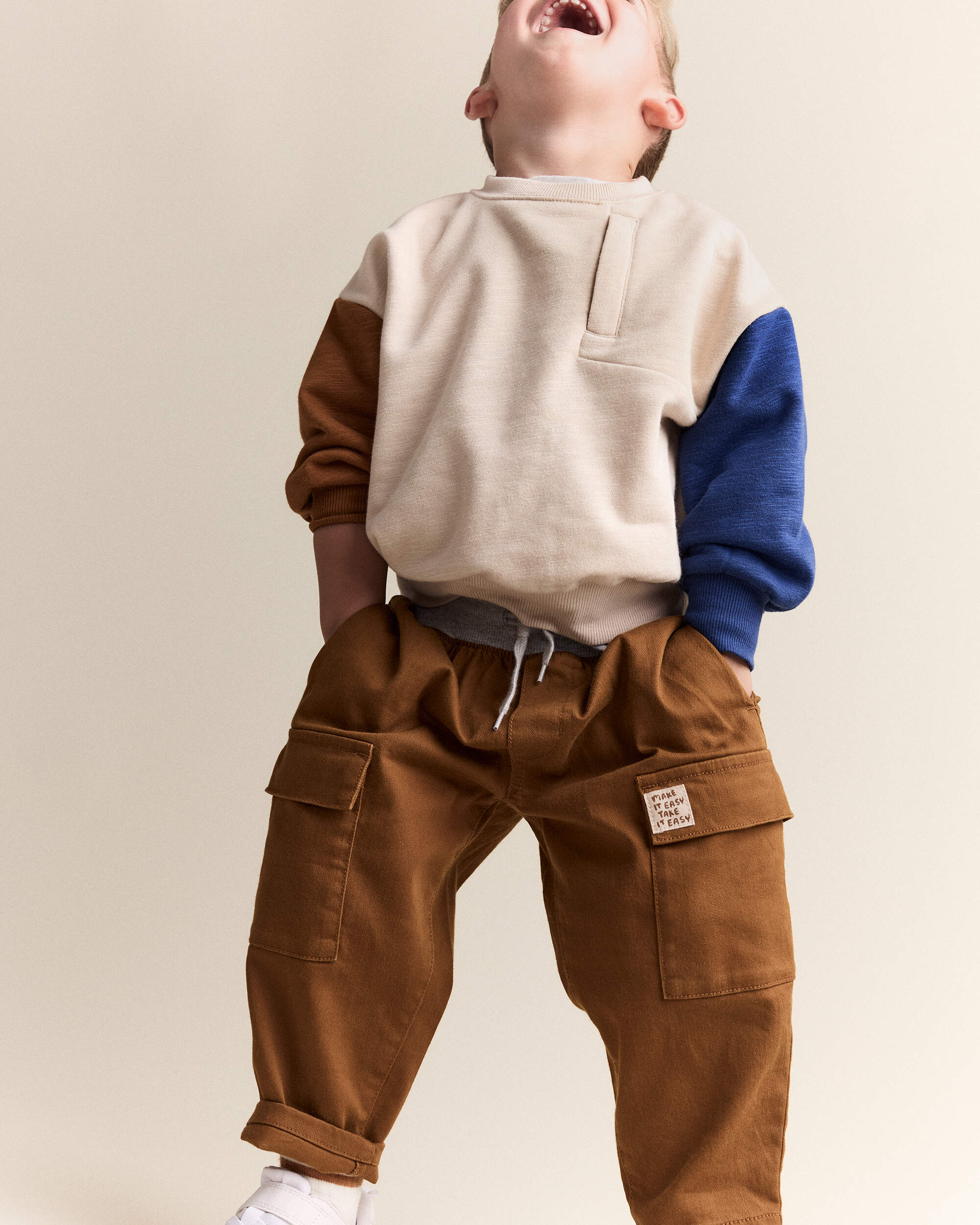 Toddler Boy Colourblock Pullover Sweatshirt - Khaki