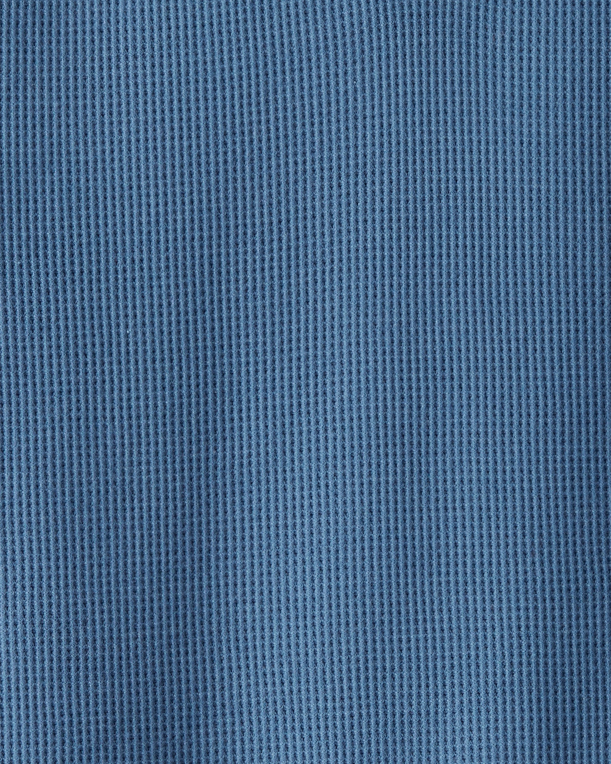 Boys Stripe Thermal Long-Sleeve Henley T-Shirt - Blue