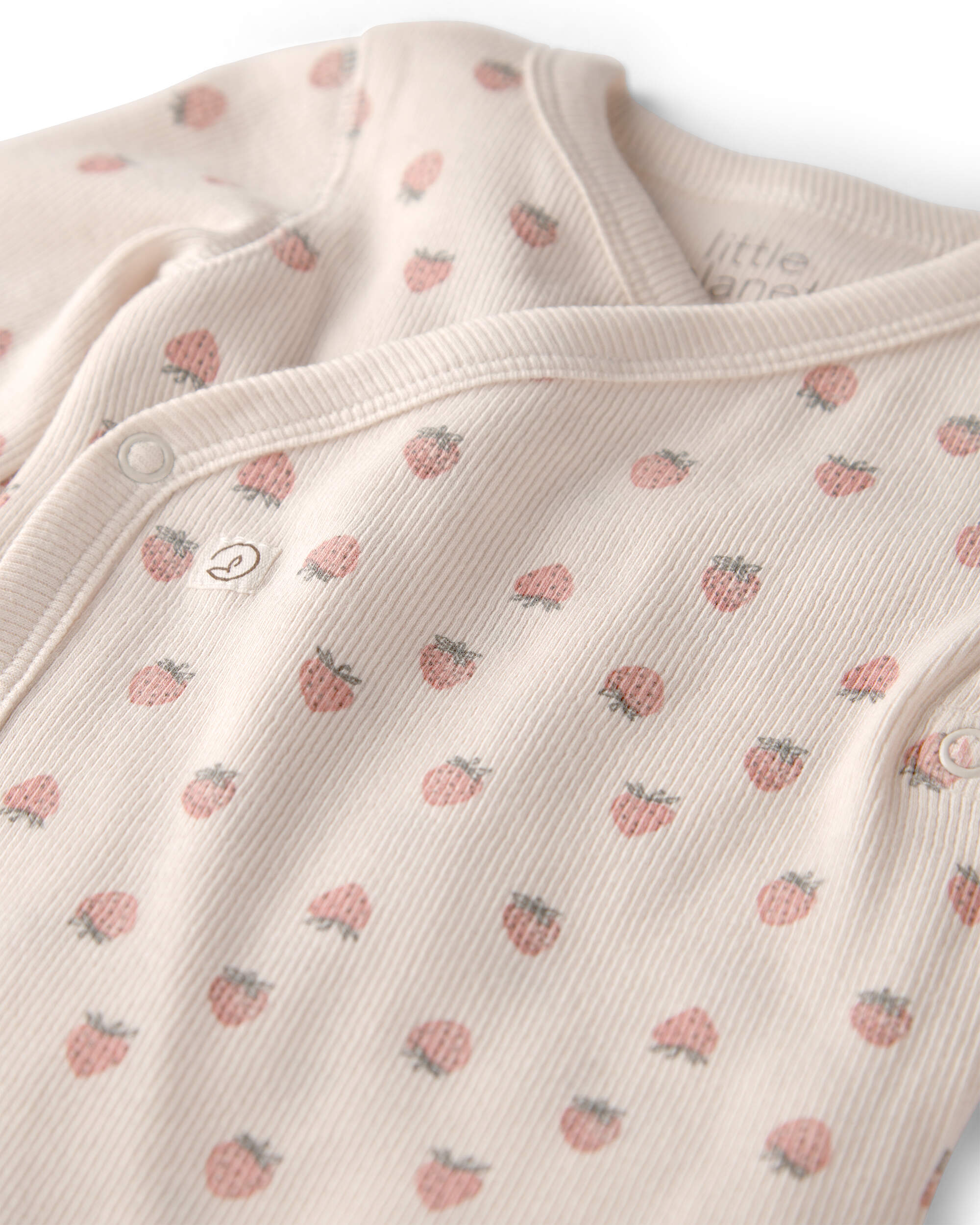 Baby Girl Organic Cotton Ribbed Bodysuit Strawberry Print