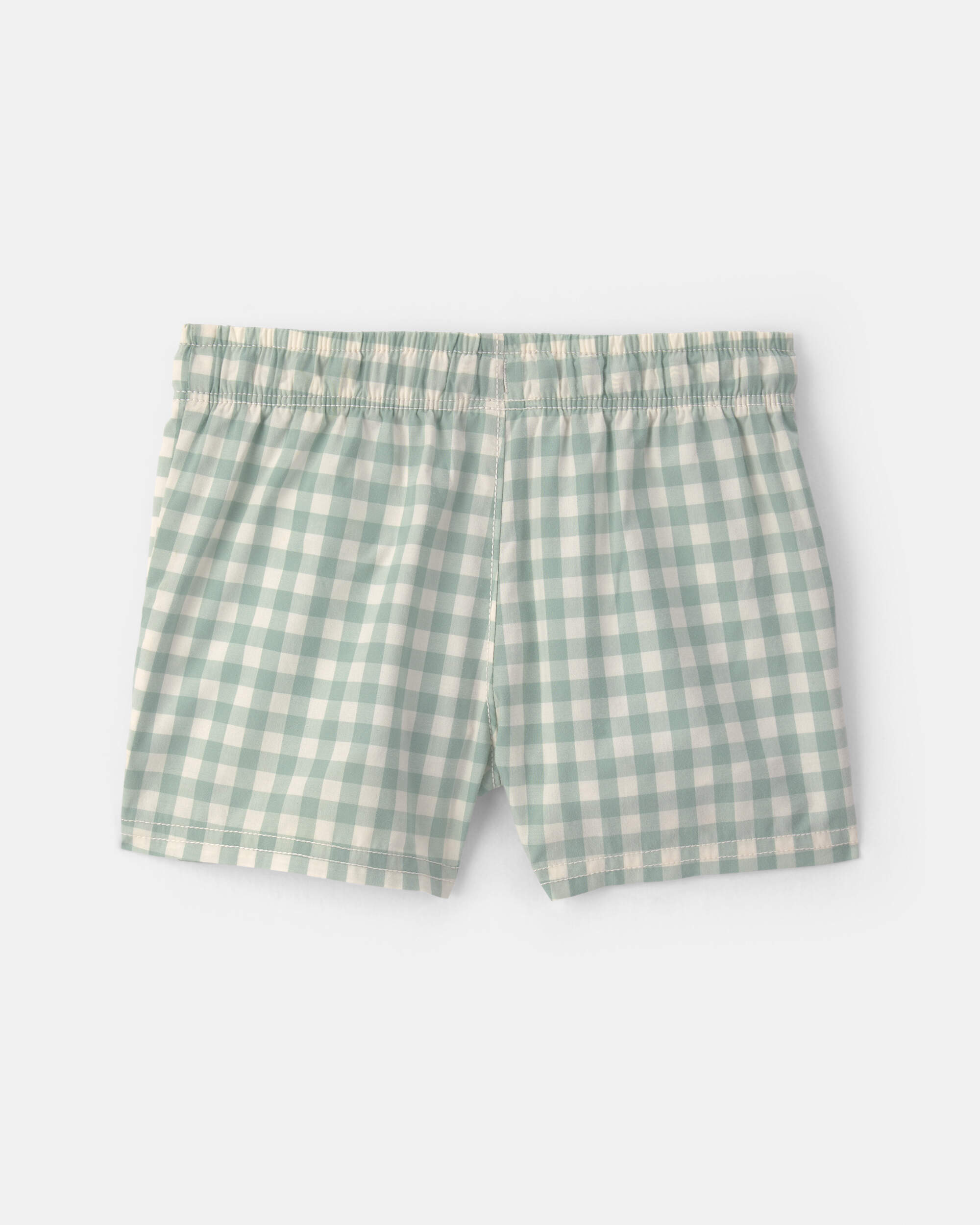 Baby Boy Gingham Poplin Shorts - Green