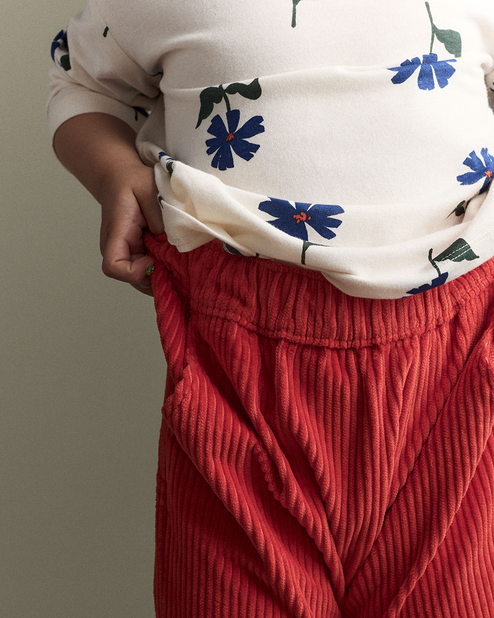 Toddler Girl Floral Long-Sleeve Relaxed Tee - Cream/Blue